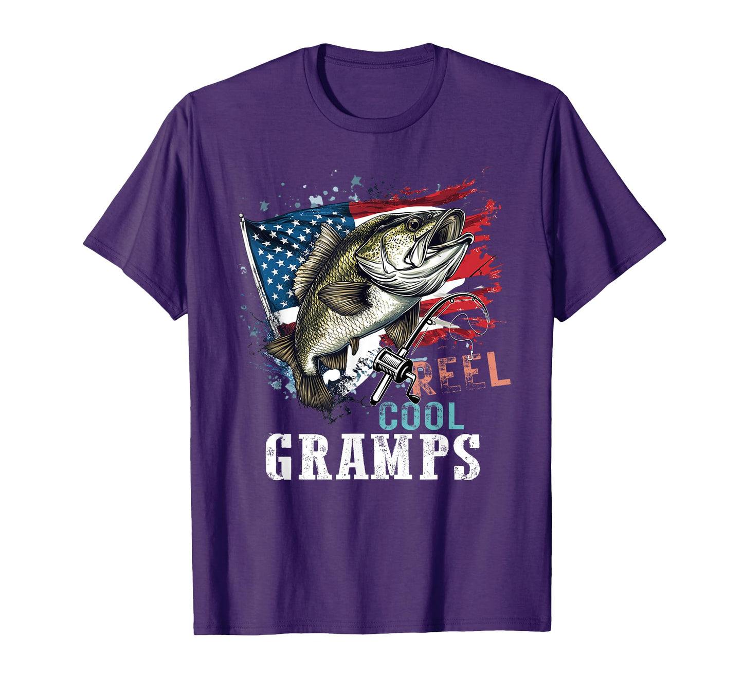 Reel Cool Gramps Camouflage American Flag Father's Day T-Shirt