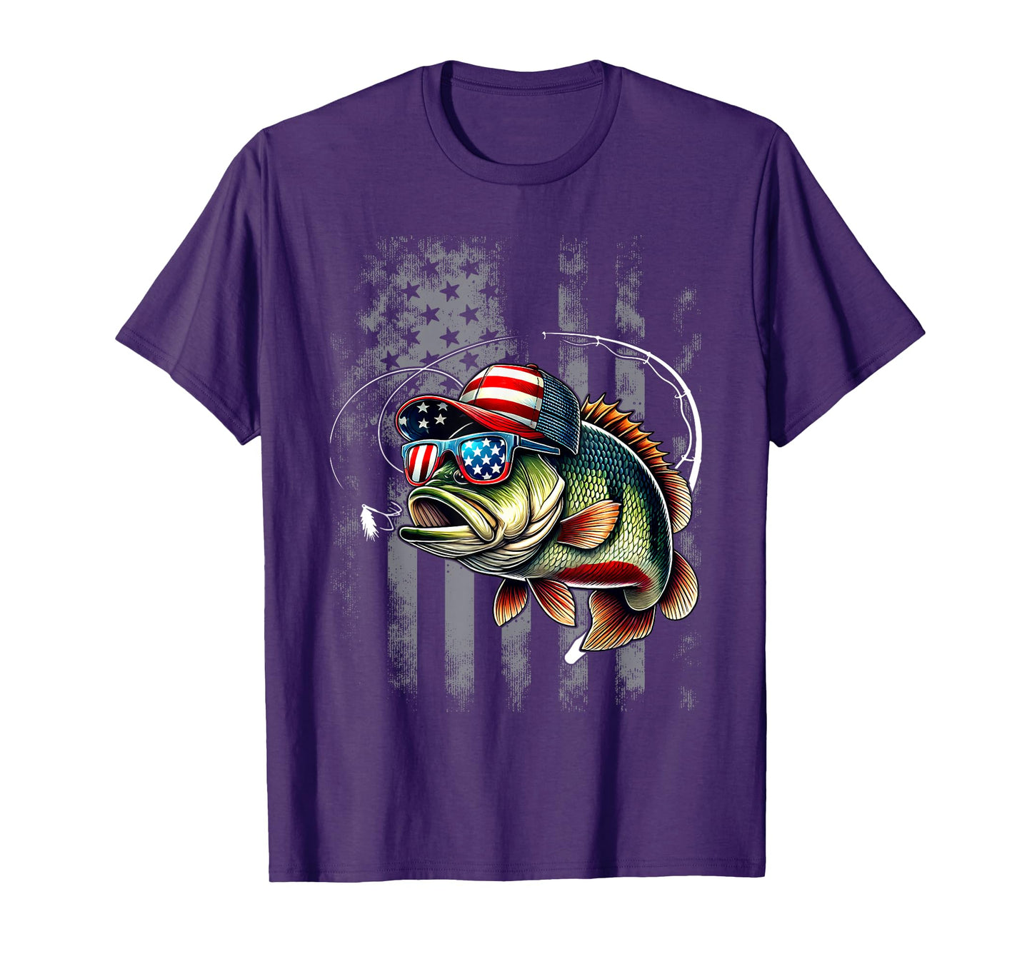 Funny Fishing & Fisherman American Flag T-Shirt