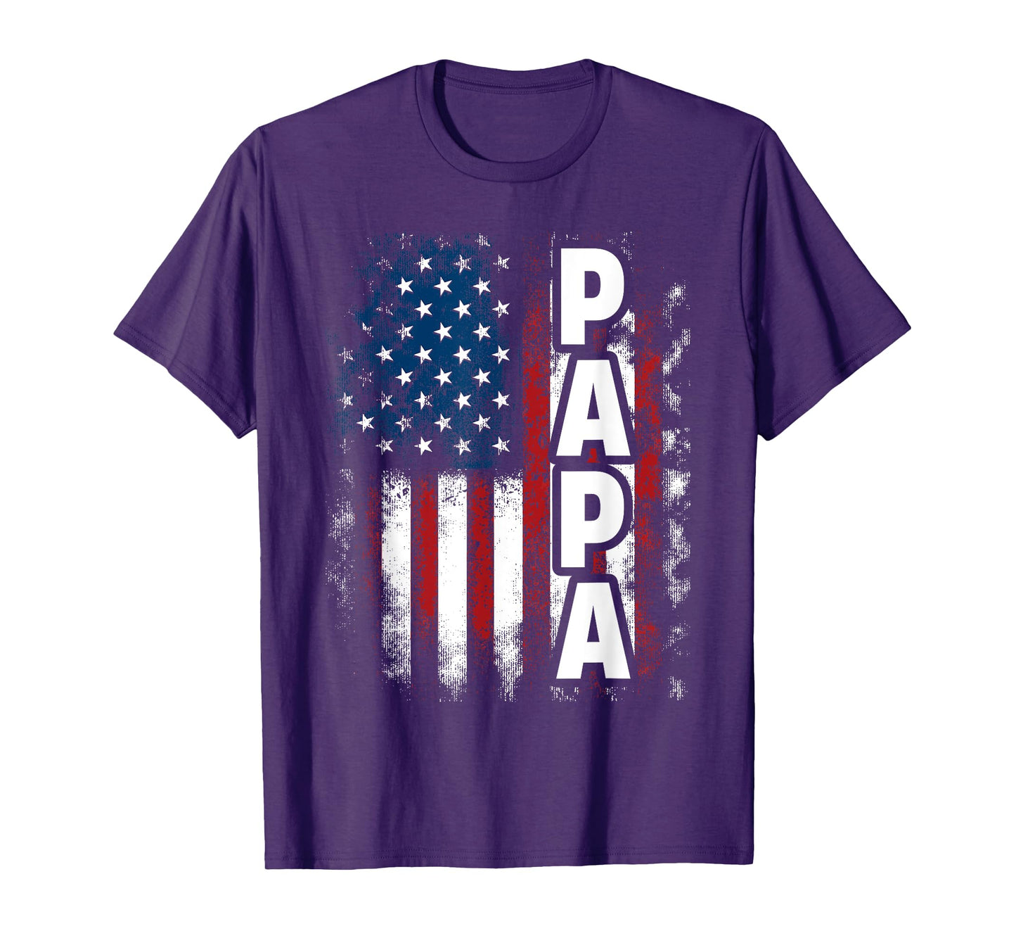Papa American Flag Fathers Day From Grandkids Son Daughter T-Shirt