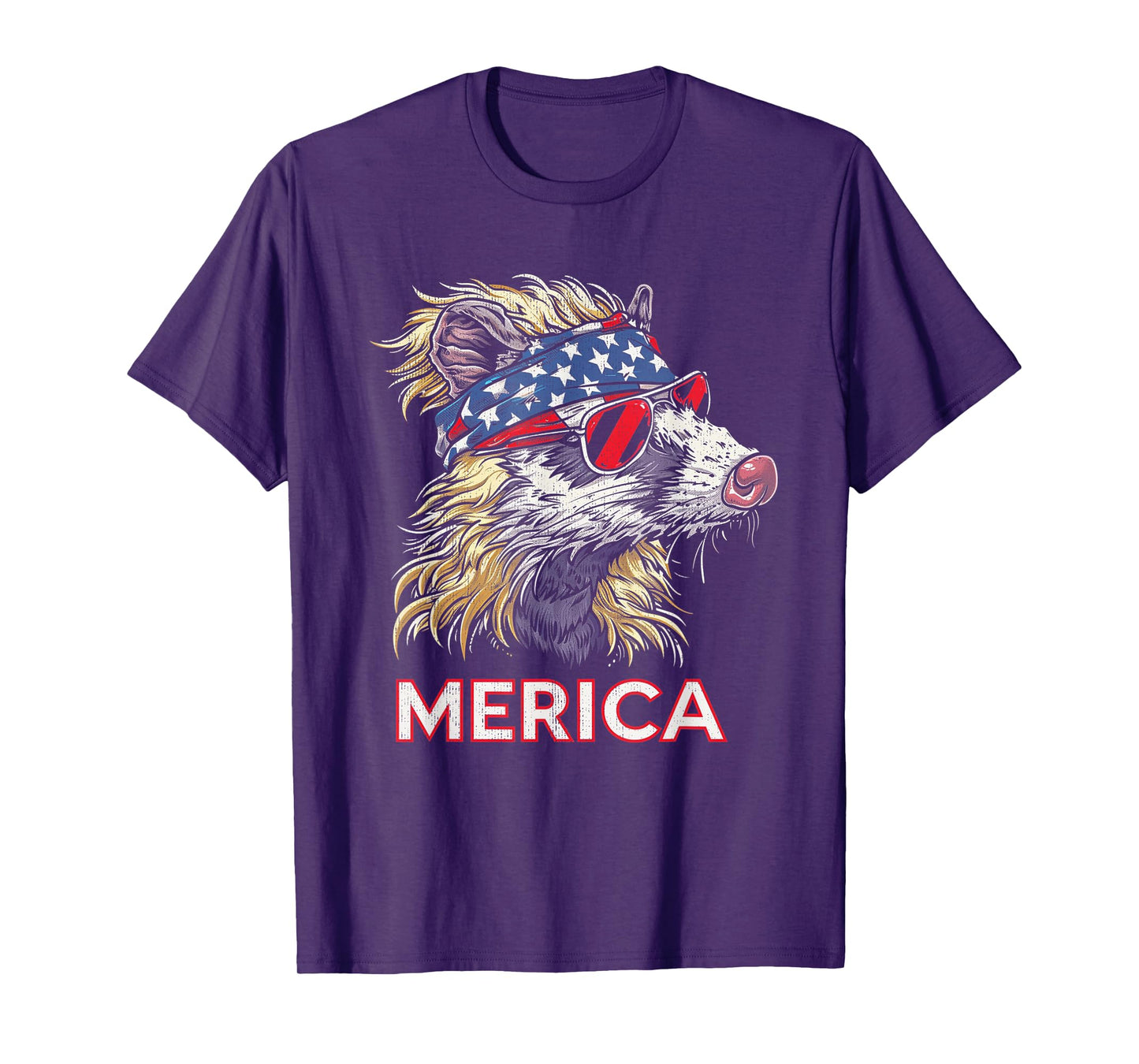 Opossum Possum - Patriotic USA 4th of July American Flag T-Shirt