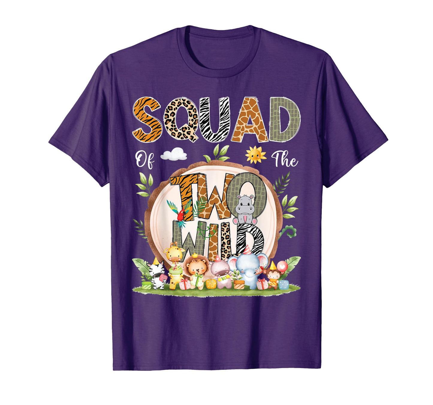 Squad Of The Two Wild Animal Safari 2Nd Birthday Party T-Shirt