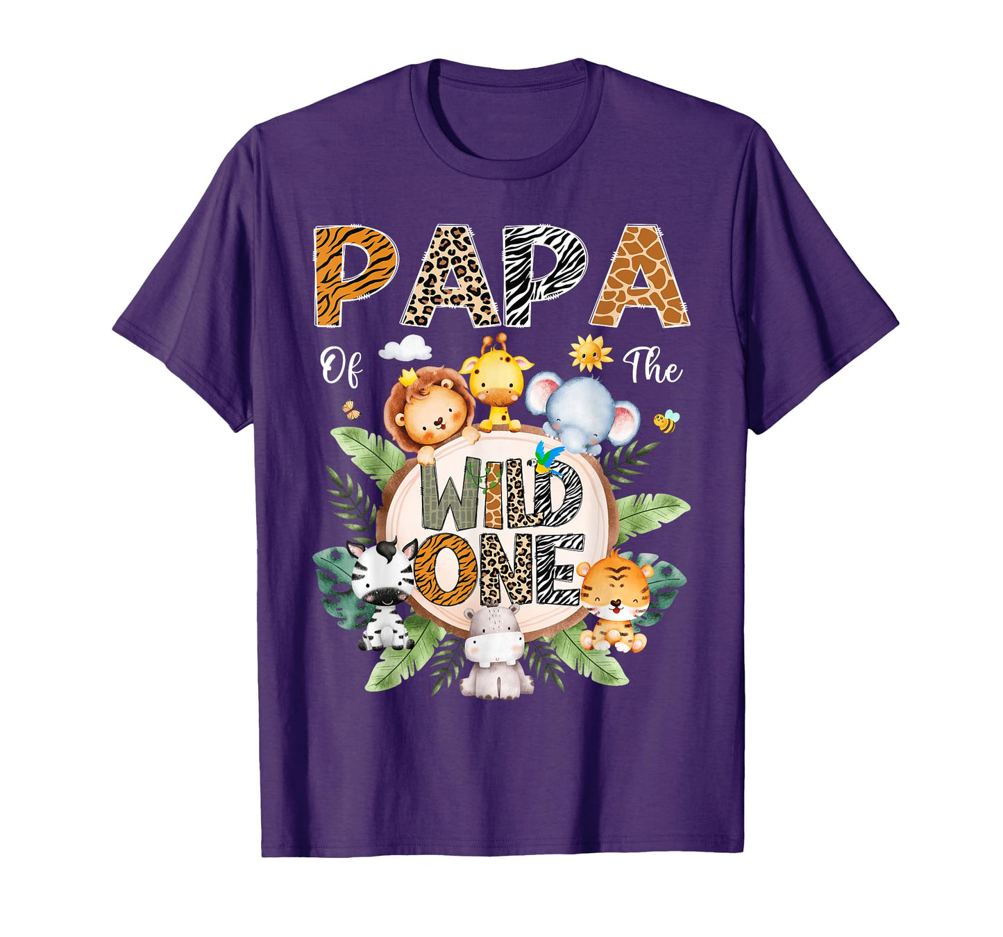 Papa Of The Wild One First Birthday Safari Jungle Animal T-Shirt