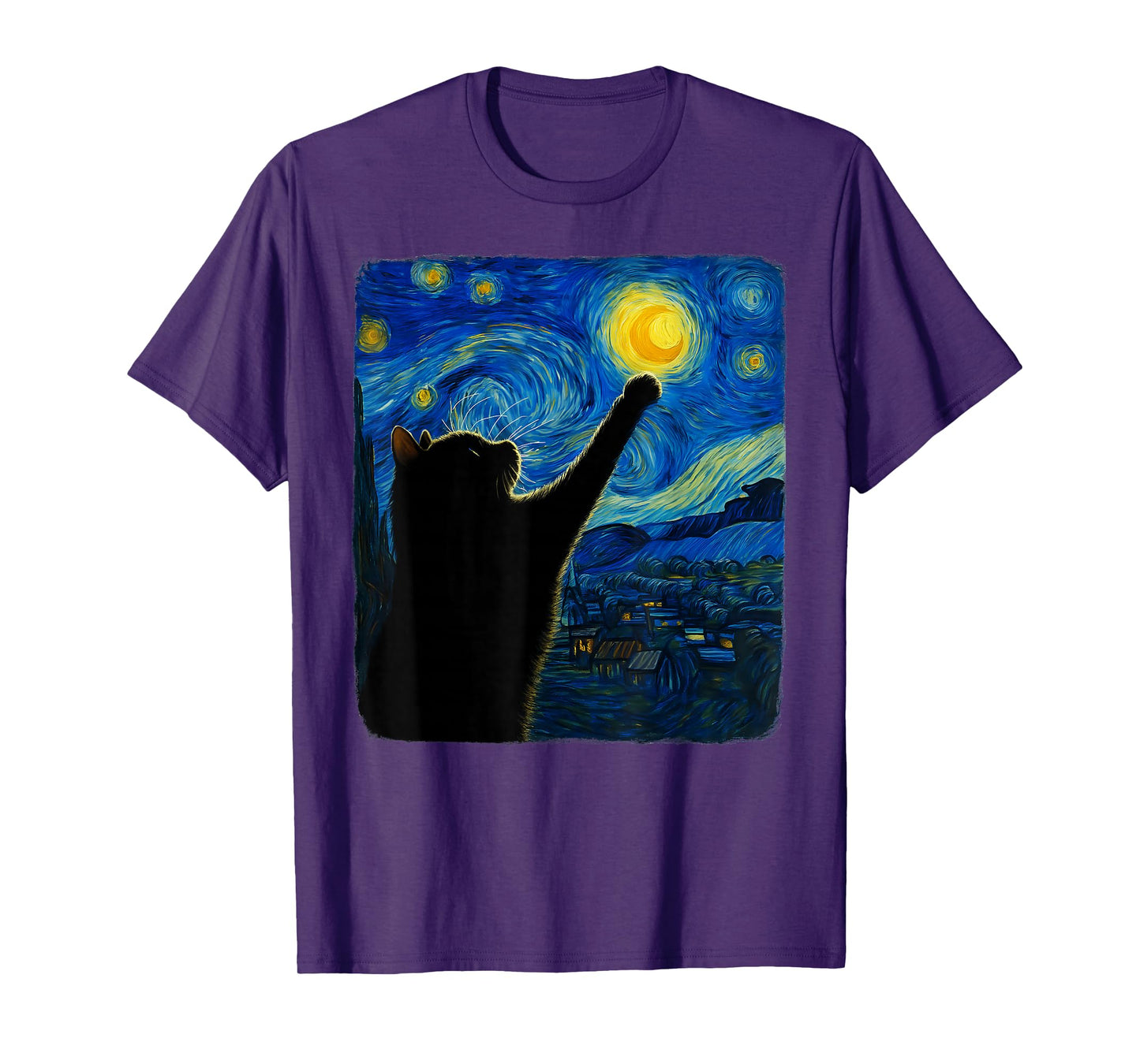 Starry Night Cat, Van Gogh Cat, Cat Lover, Cat Mom, Cat Dad T-Shirt