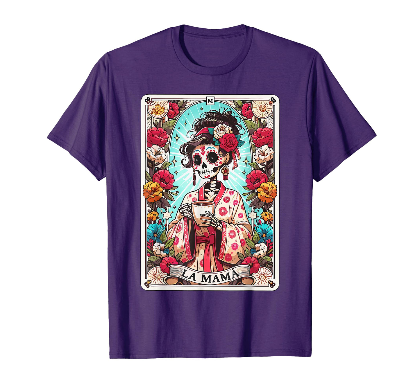 Funny La Mama Tarot Card Mexican Skeleton Mama Happy T-Shirt