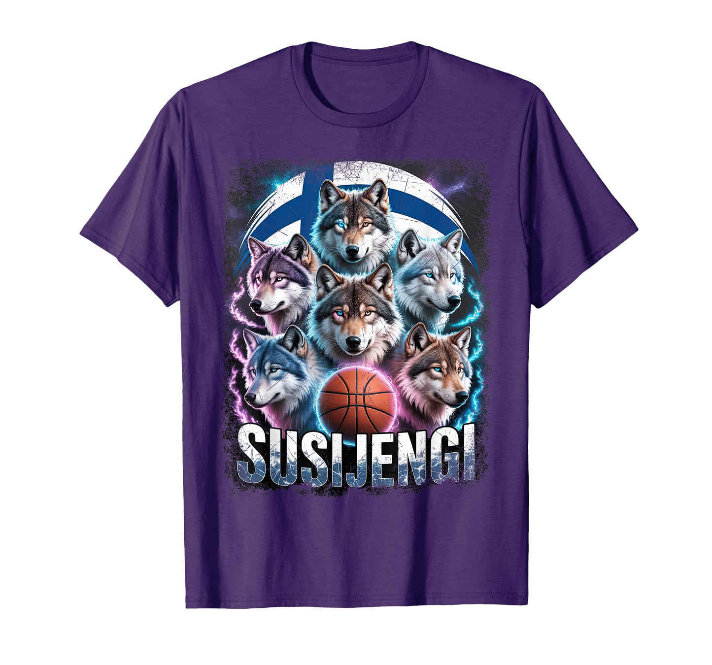 Susijengi Finnish Basketball Fan Suomi Wolf Finland Flag T-Shirt