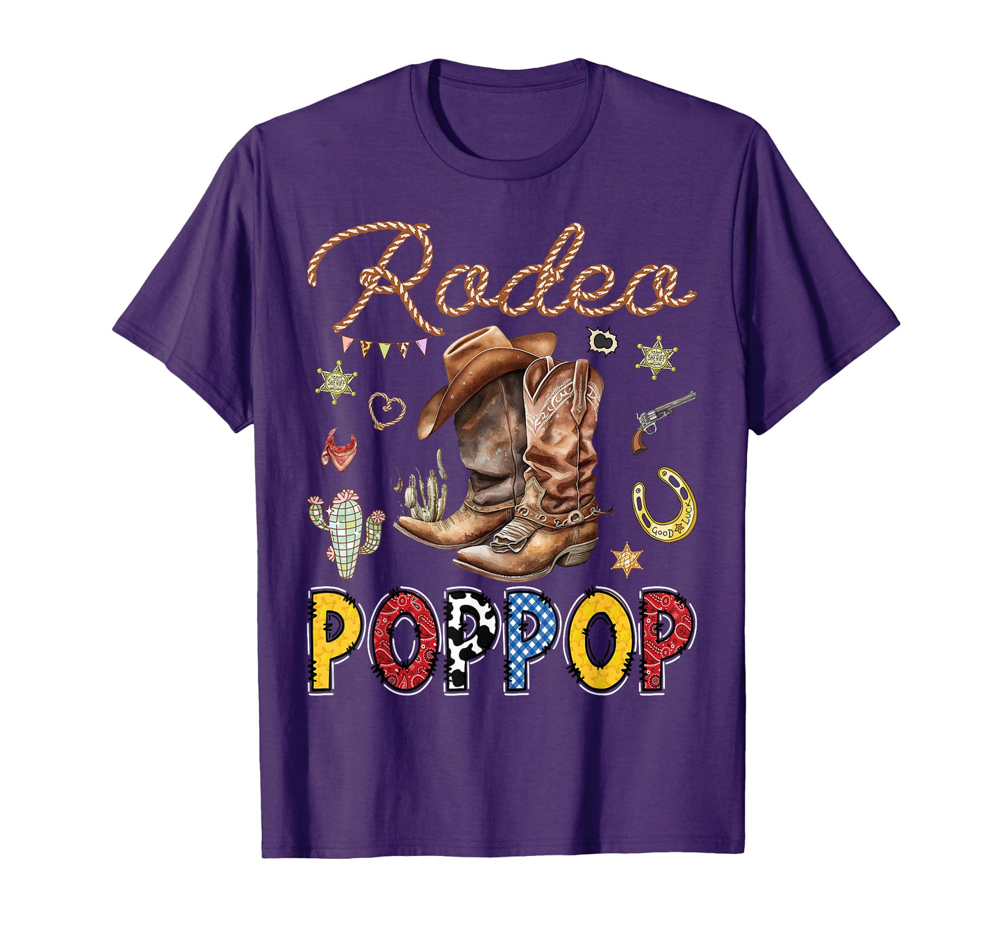 Rodeo PopPop Western Cowboy Birthday Matching Family T-Shirt