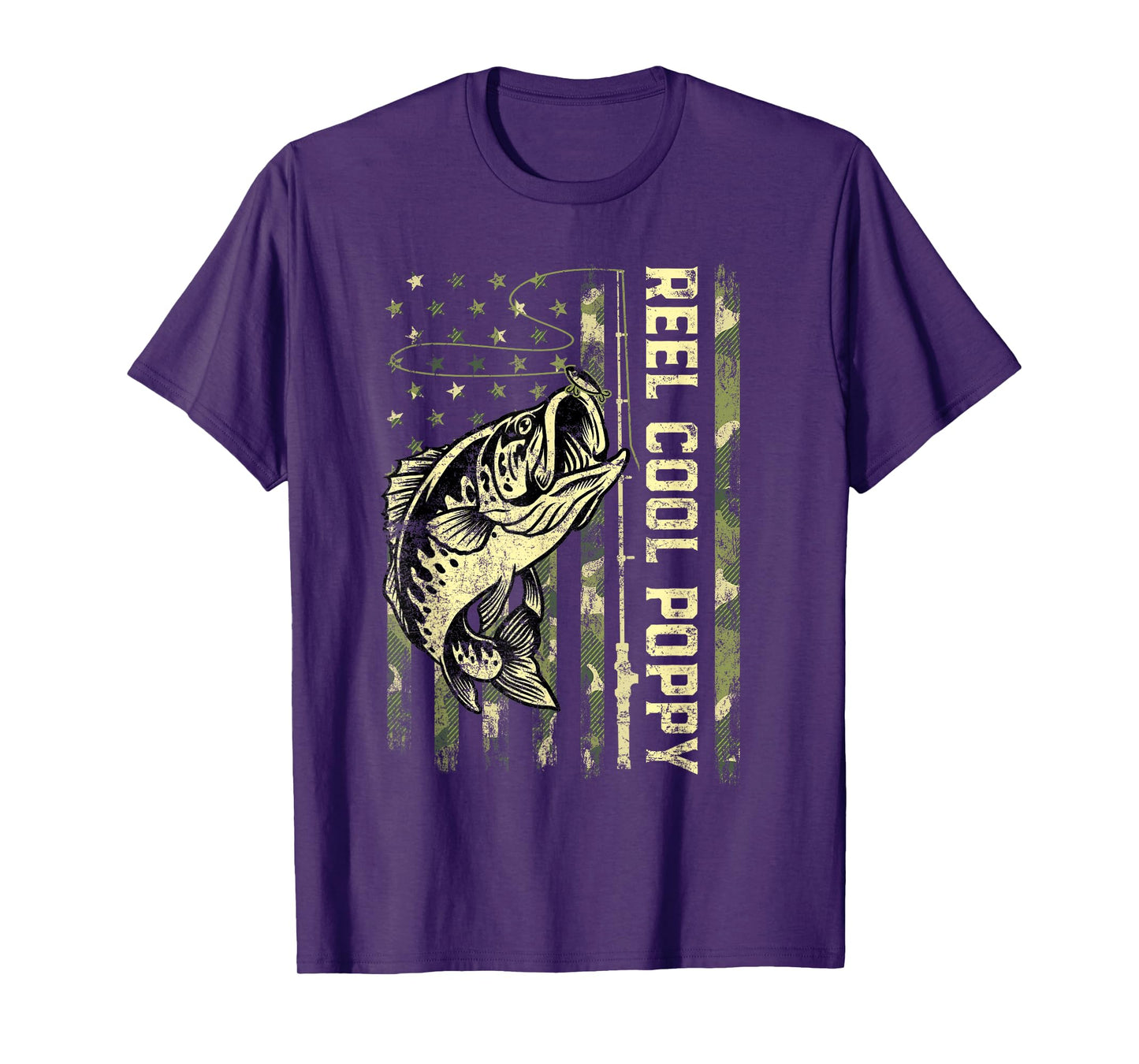 Reel Cool Poppy Fisherman Camouflage Father's Day T-Shirt