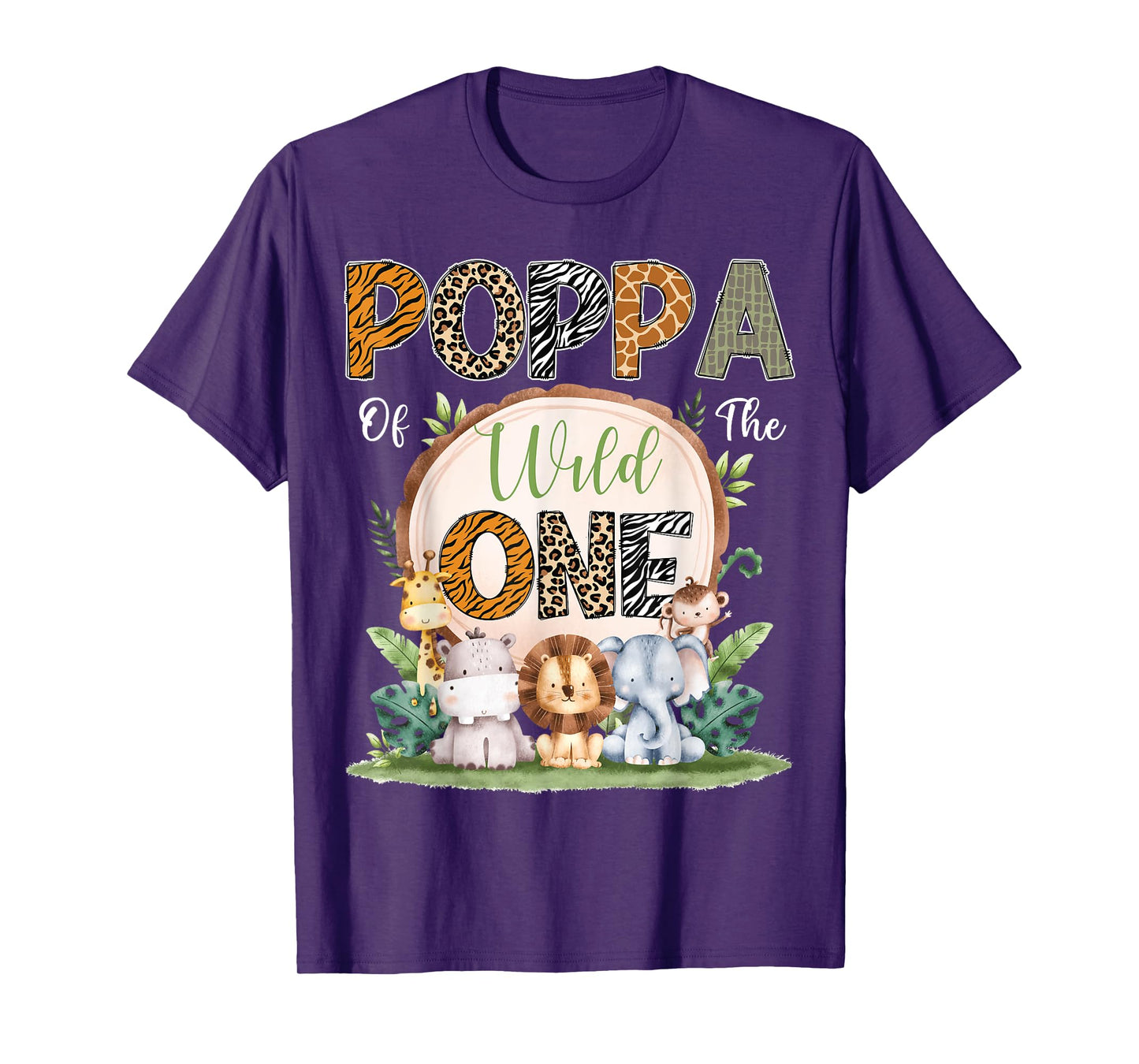 Poppa Of The Wild One First Birthday Safari Woodland T-Shirt