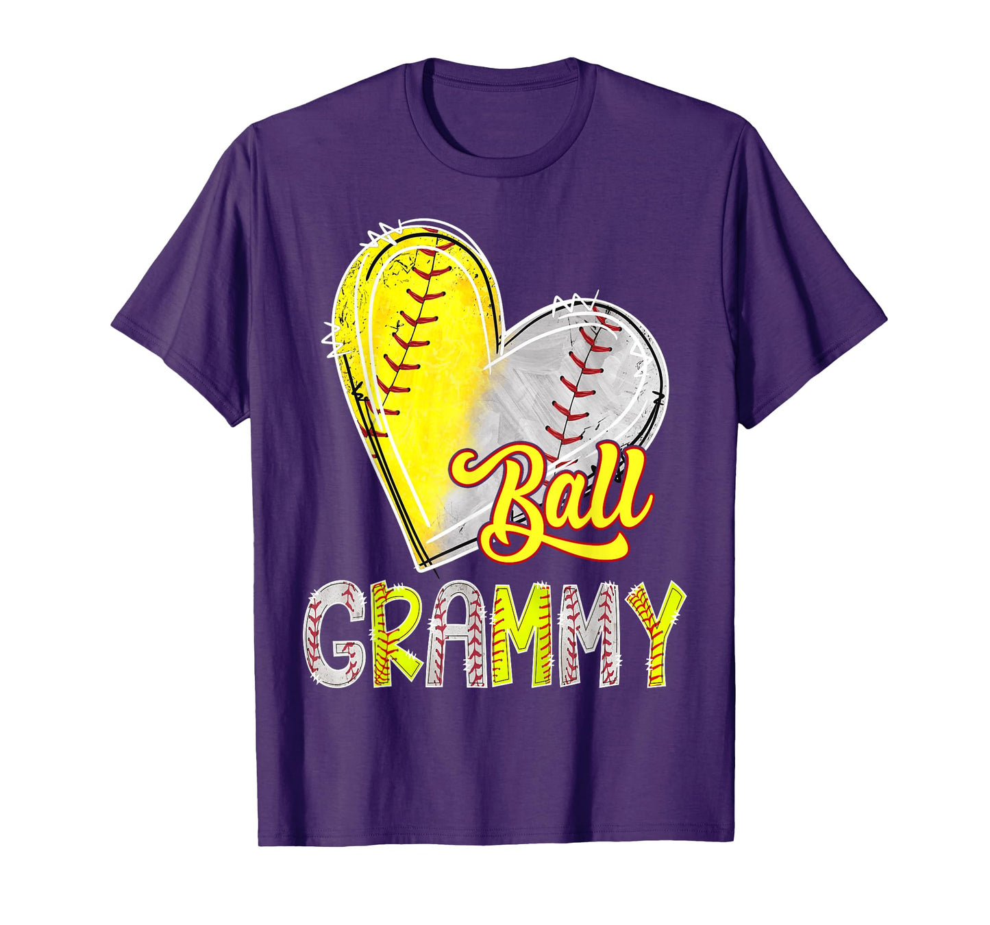 Ball Grammy Heart Baseball Softball Lover Grammy Of Both T-Shirt