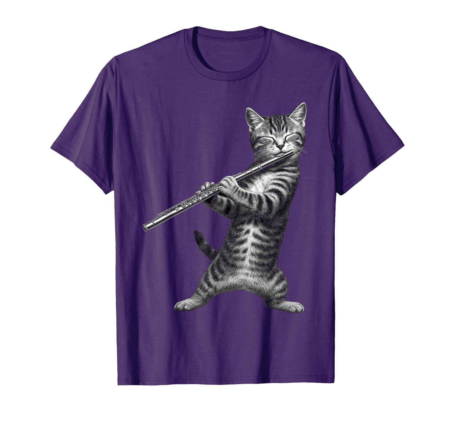 Cat Playing Flute Funny Gifts For Cat Lover Cat Mom Cat Dad T-Shirt
