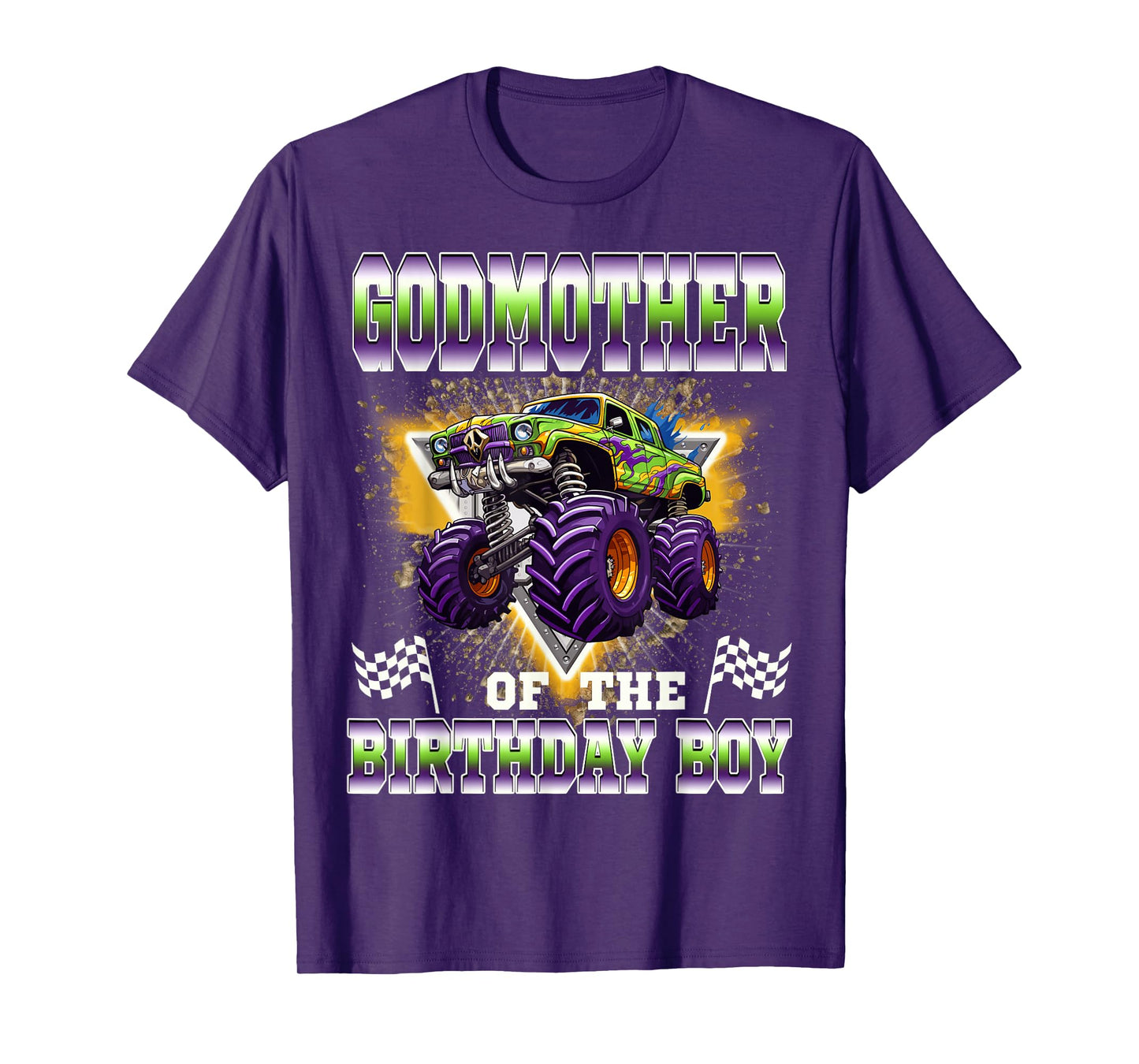 Godmother of The Birthday Boy Monster Truck Birthday Family T-Shirt