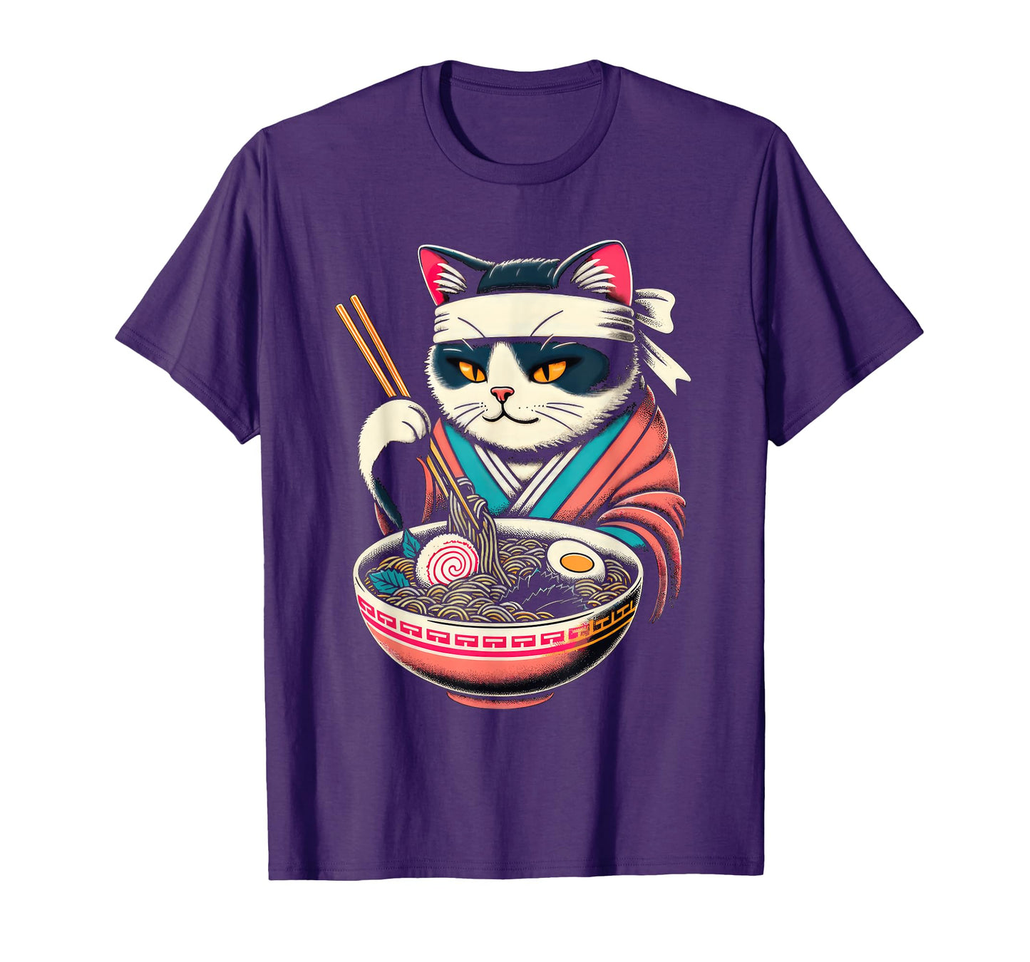 Cat Ramen Graphic Tee Japanese Kawaii Anime Cat Funny Tshirt T-Shirt