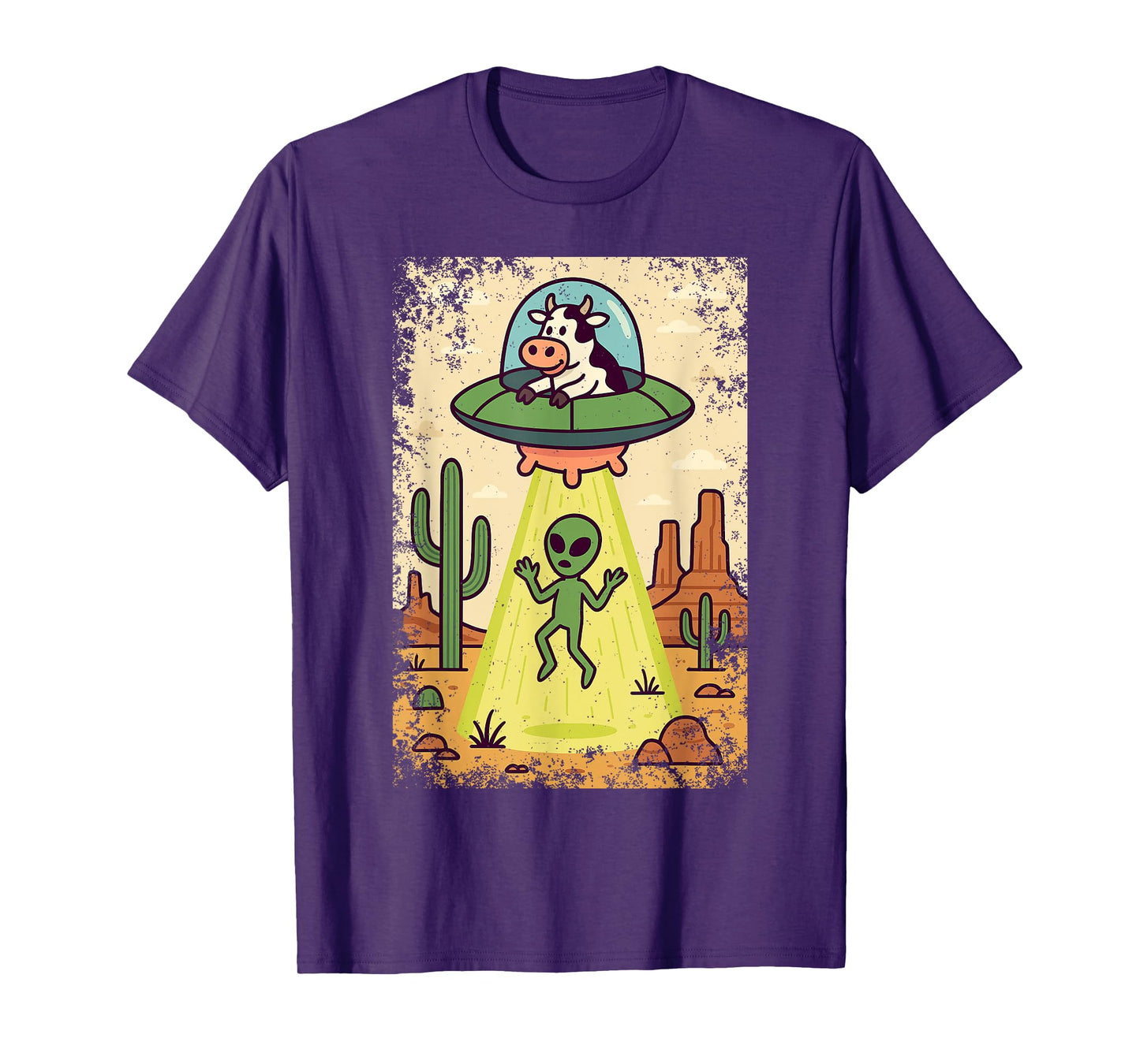 UFO Abduction Cow Moon Day Funny Alien Invasion Farm Animal T-Shirt