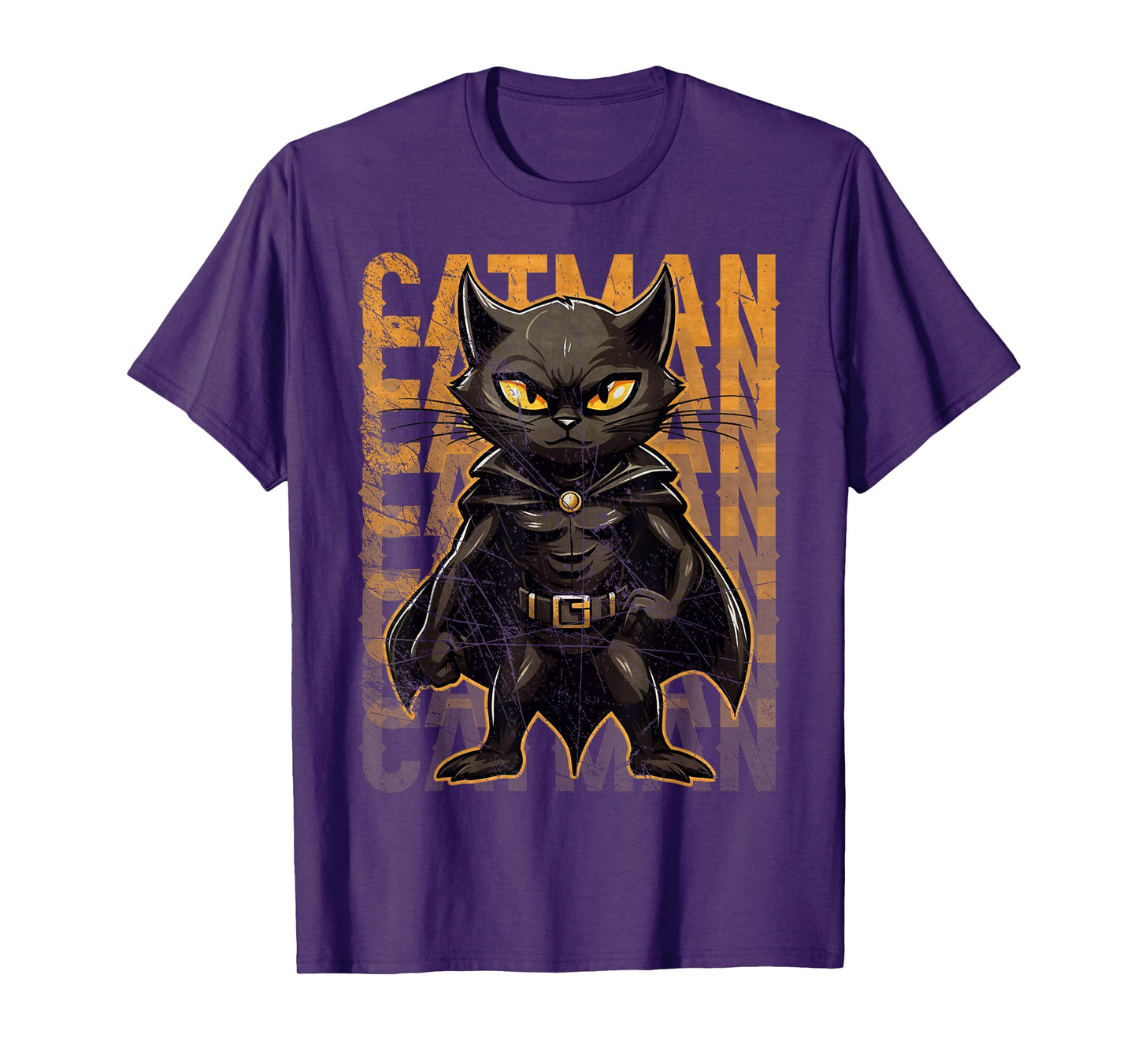 Vintage Catman Superhero Catman Funny Black Cat Cat With Cape T-Shirt