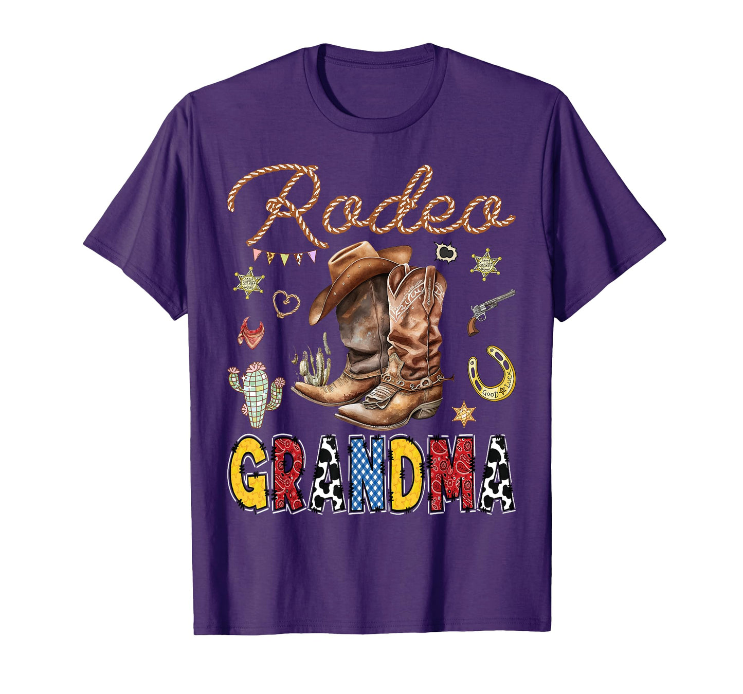 Rodeo Grandma Western Cowboy Birthday Matching Family T-Shirt