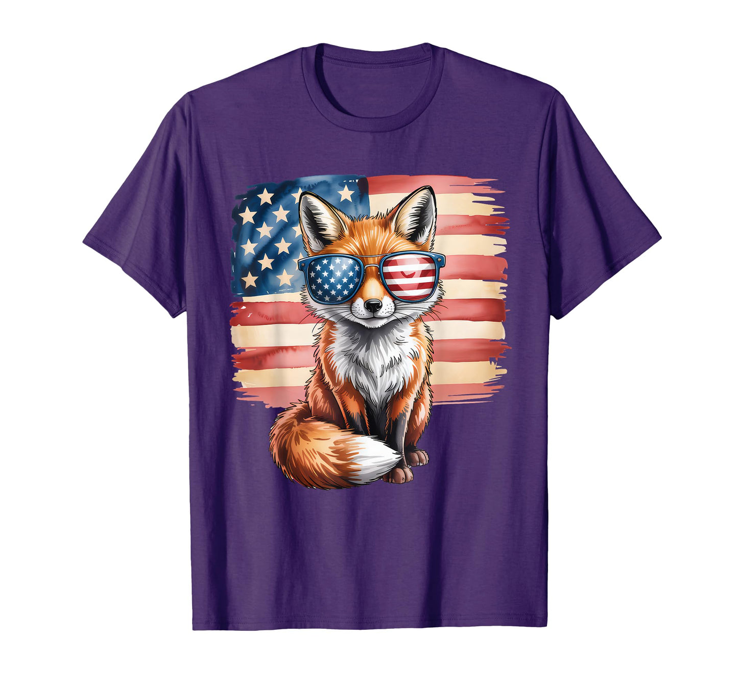 American Flag Fox USA 4th Of July Patriotic Men Women T-Shirt