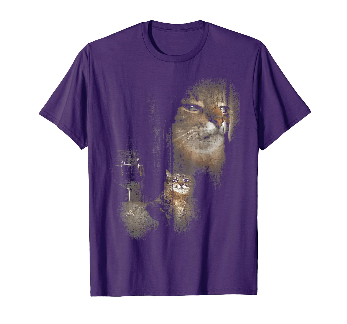 Funny Cat And Wine Art Print Short T-Shirt