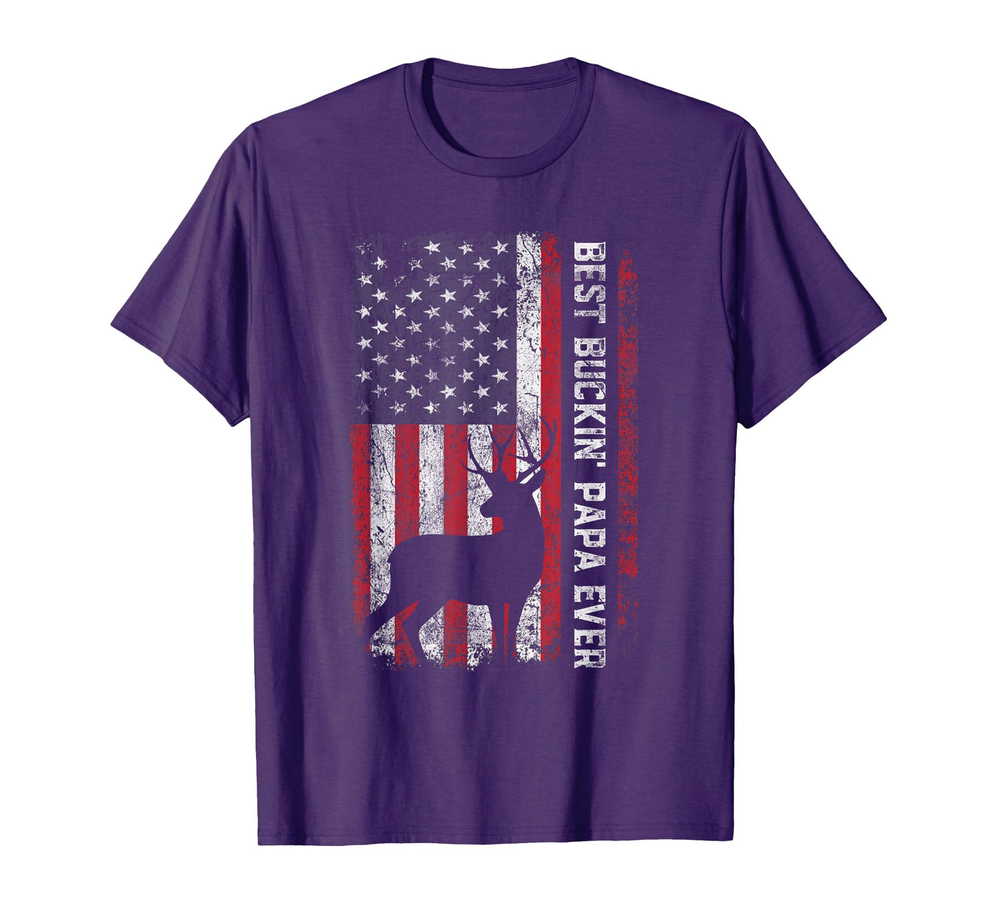 USA Flag Best Buckin Papa Ever Deer Hunting Fathers Day Men T-Shirt