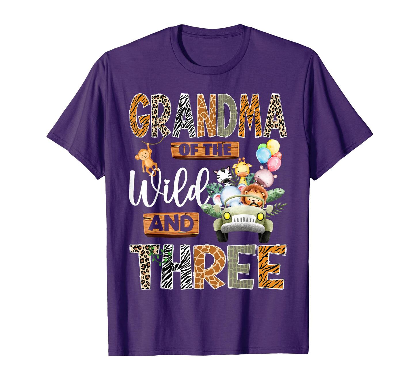 Grandma of The Wild and Three 3Rd Birthday Boy Safari Truck T-Shirt