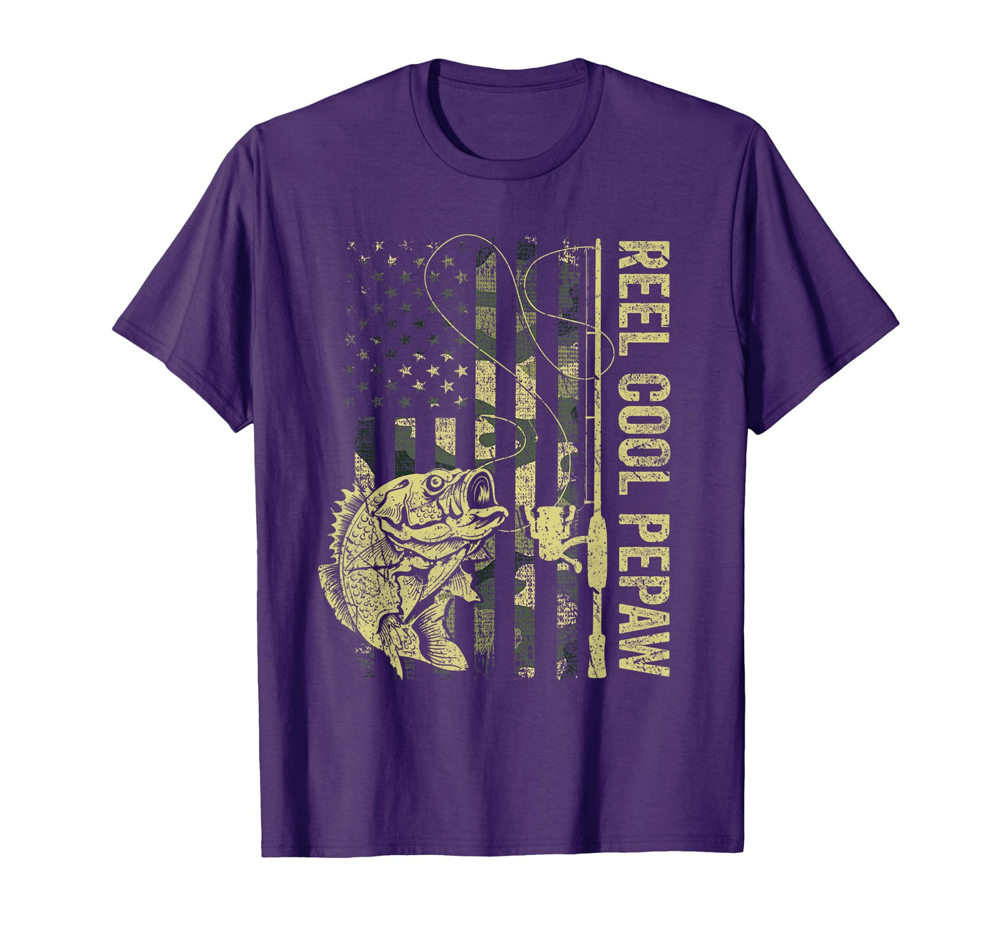 Reel Cool Pepaw Camouflage American Flag Fathers Day Men T-Shirt