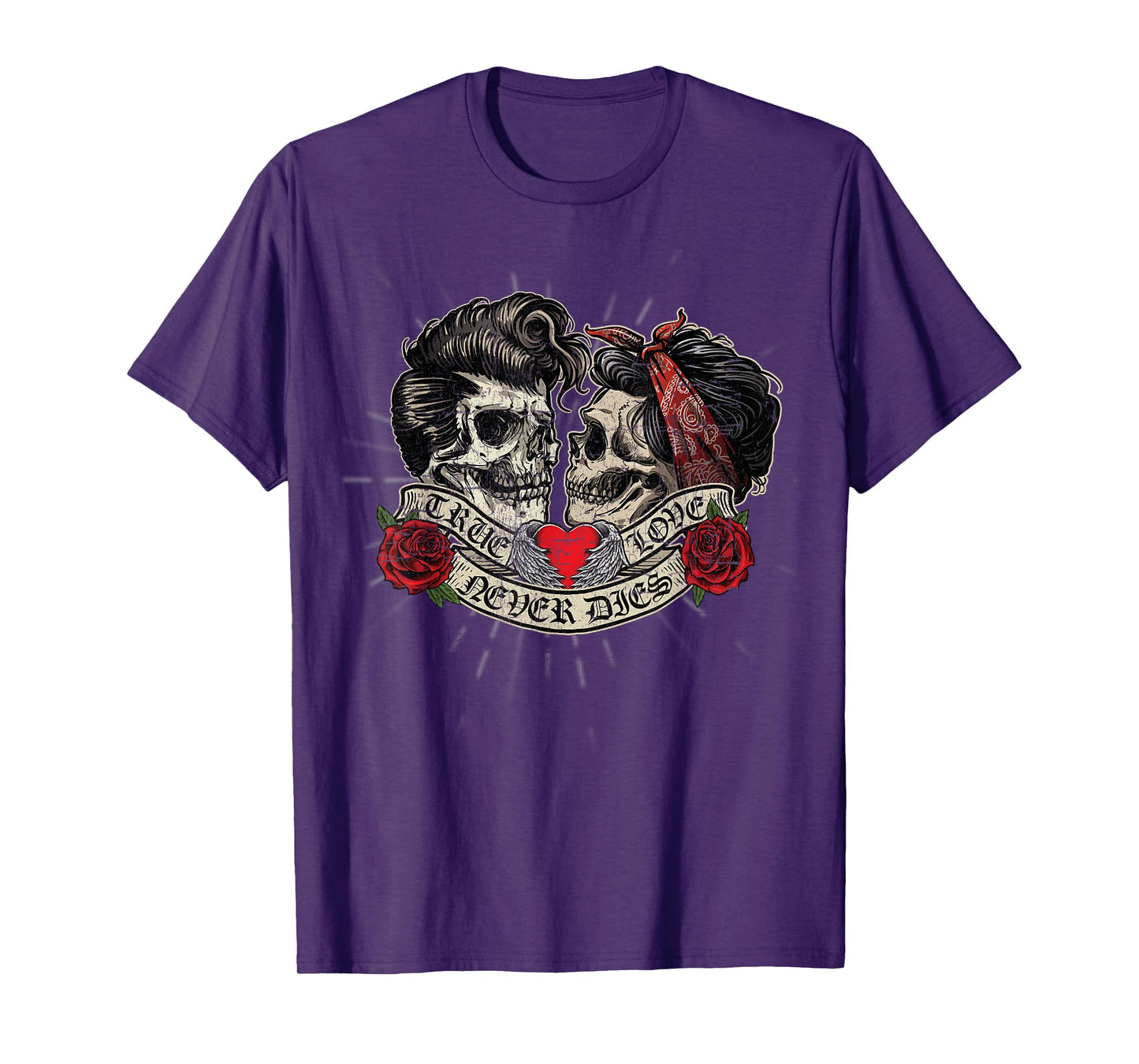 Vintage Retro True Love Never Dies Tattoo Rockabilly T-Shirt