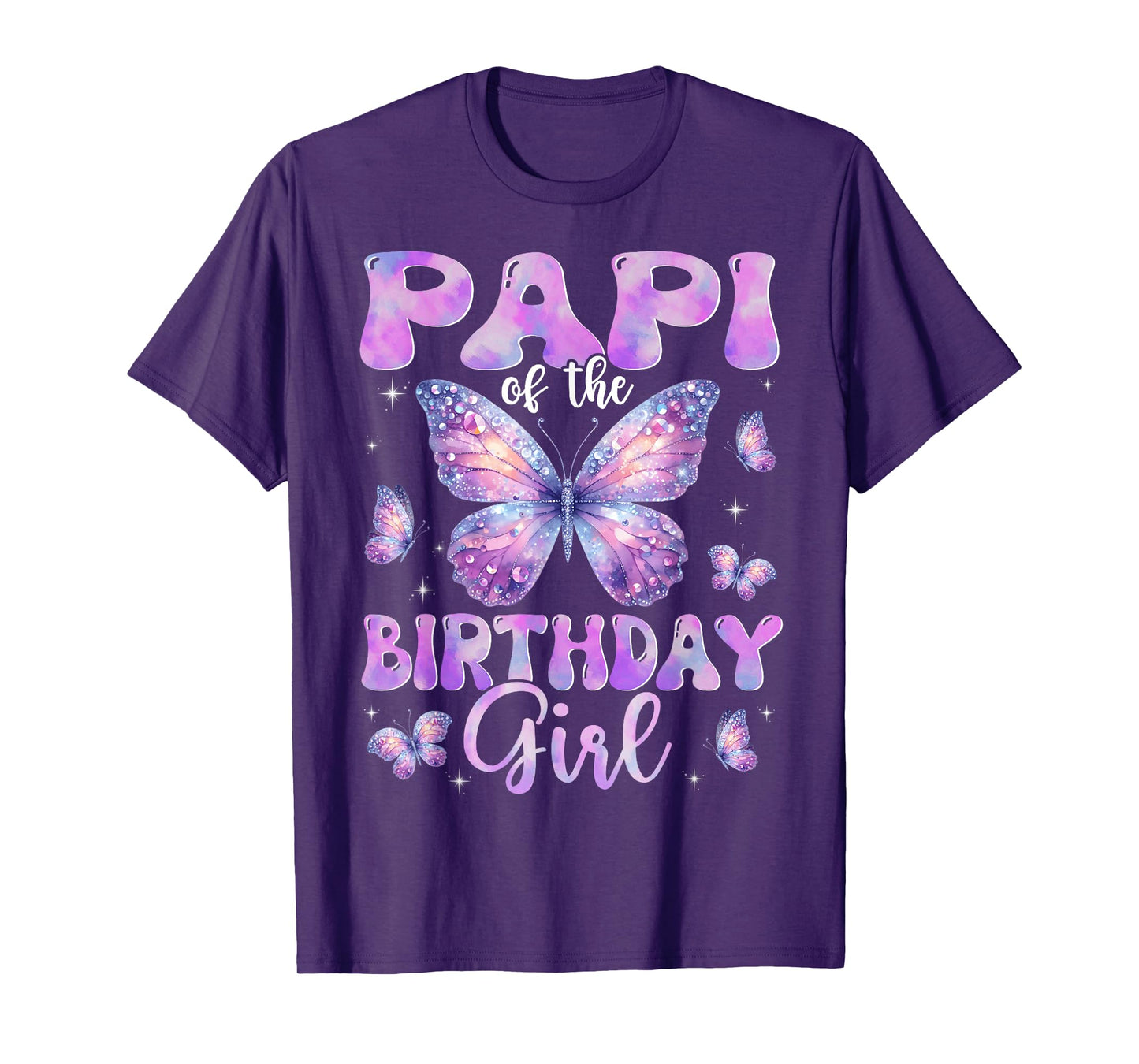 Papi Of The Birthday Girl Butterfly Family Matching T-Shirt