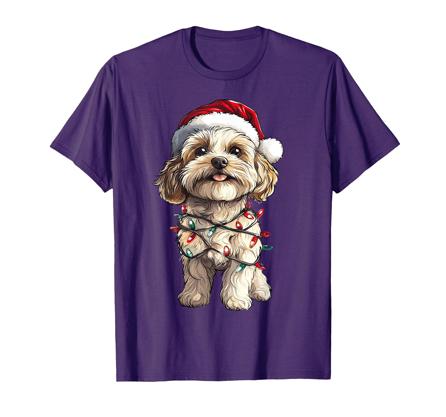 Cavachon Santa Christmas Tree Lights Xmas Dog Lover Pajama T-Shirt