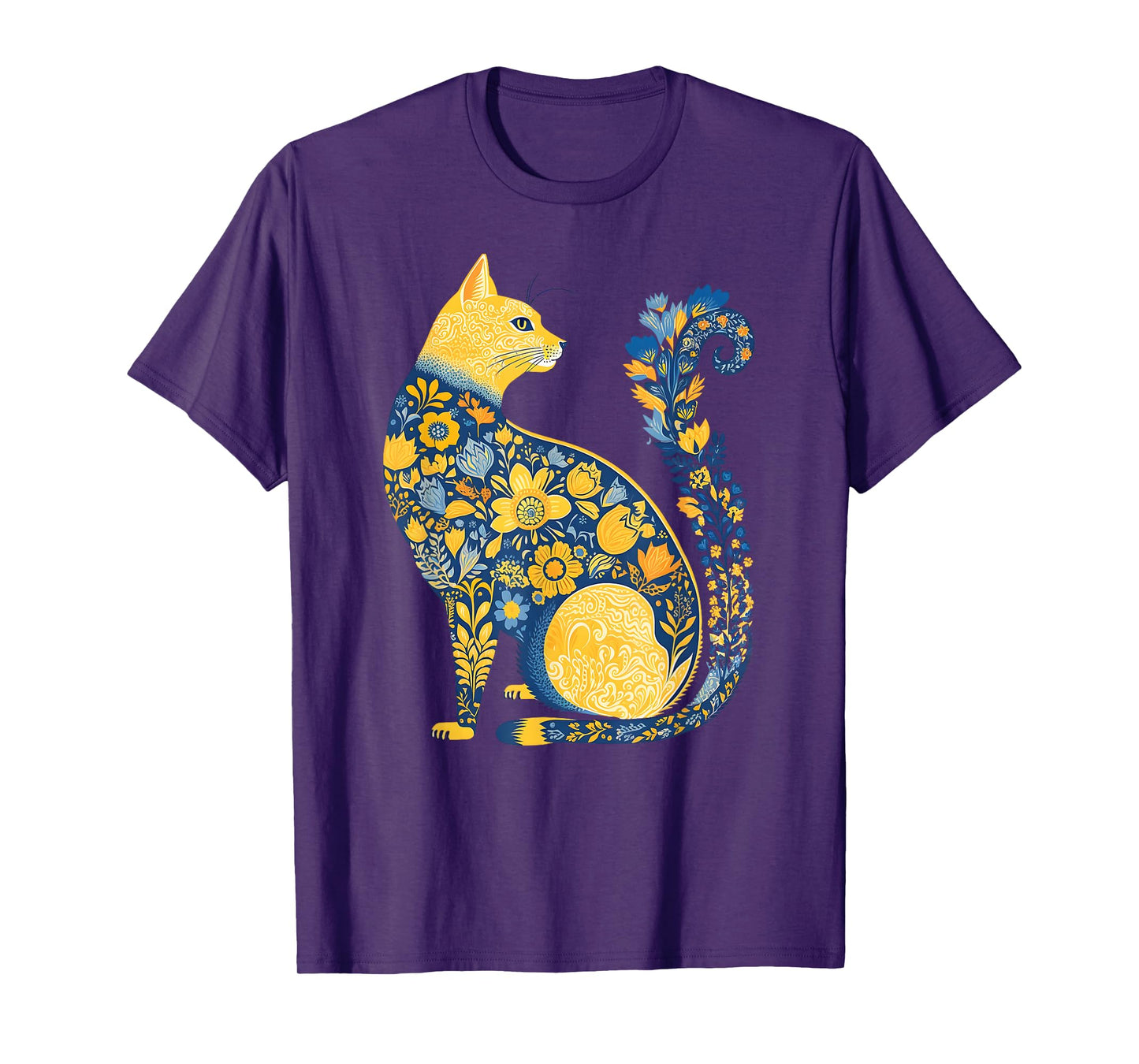 Ukrainian Cat Cute Floral Vintage Ukraine Flag & Vyshyvanka T-Shirt