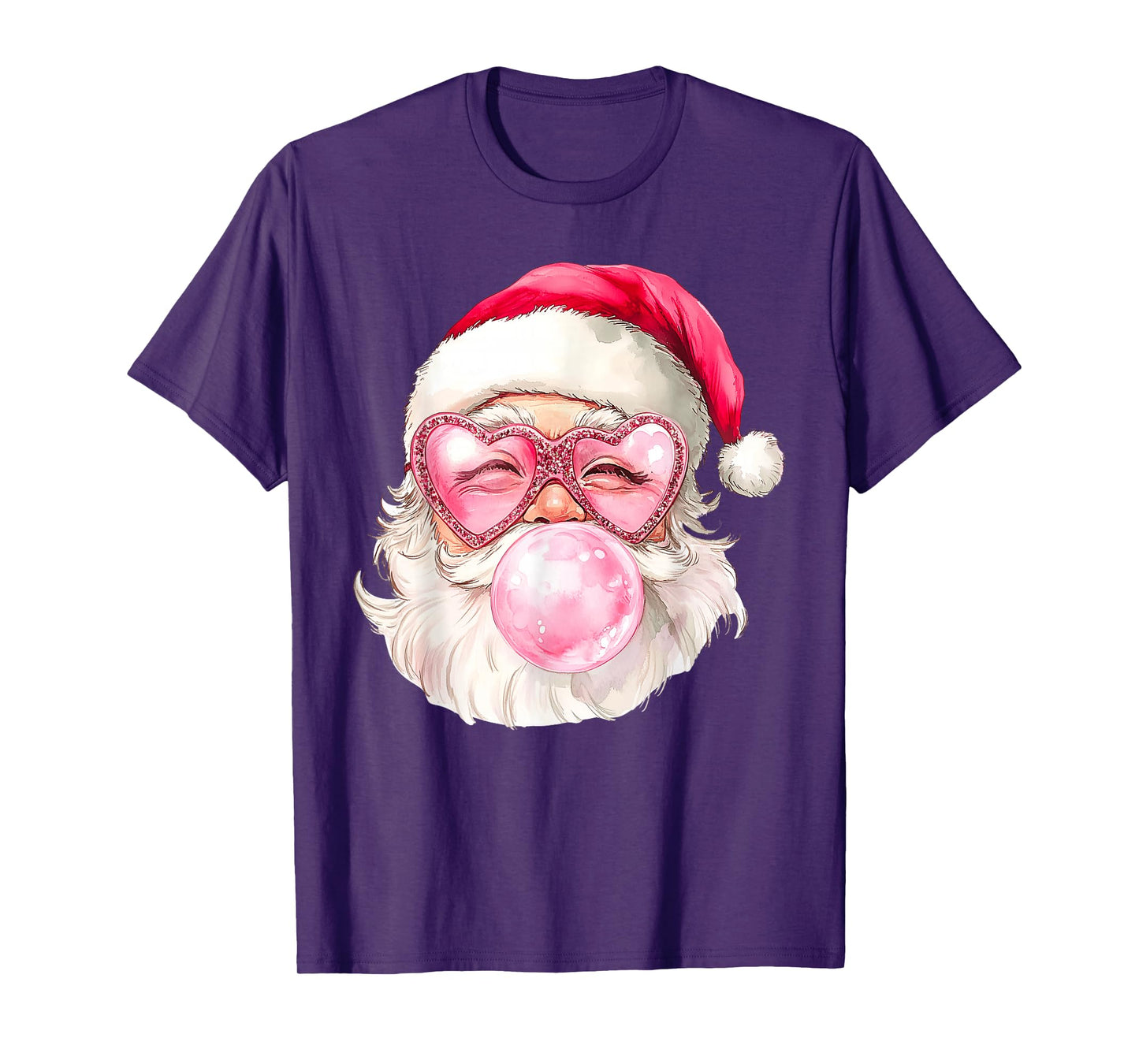Vintage Retro Santa Christmas Bubble Gum Pink Sunglasses T-Shirt
