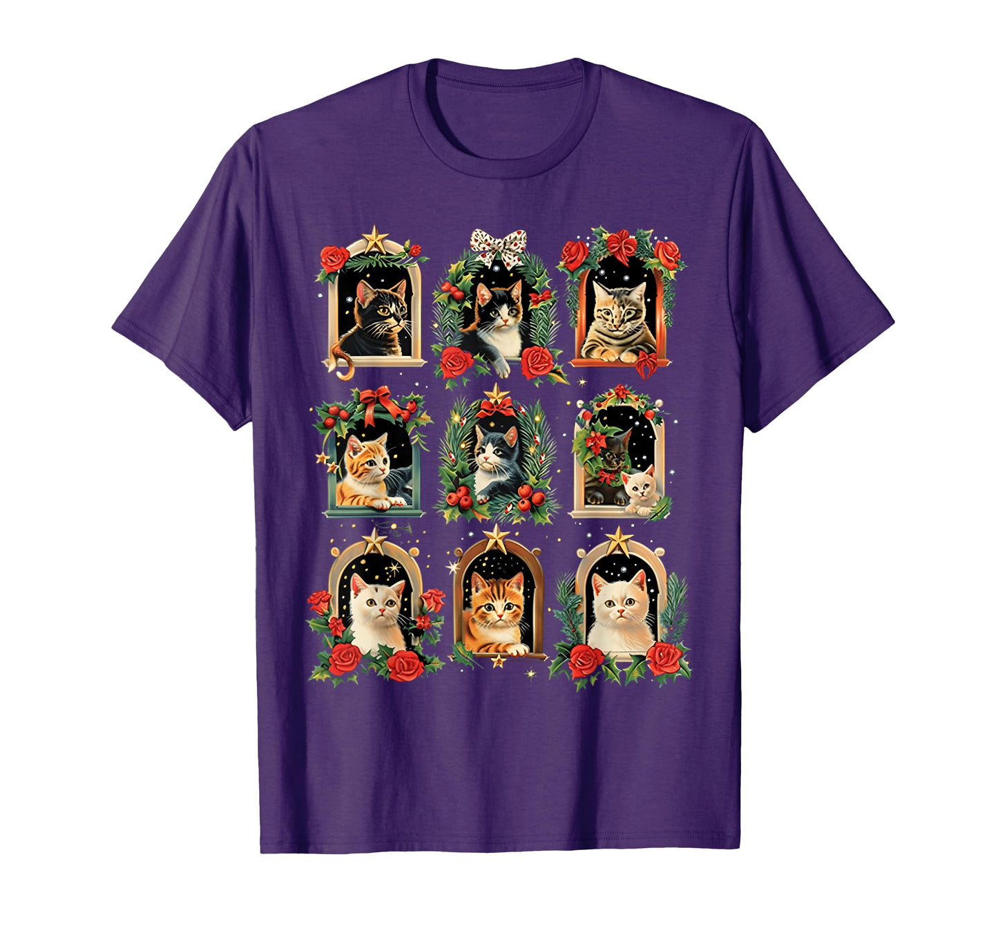 Vintage Kitten Christmas Cats, Cat Mom, Cat Dad Women Men T-Shirt