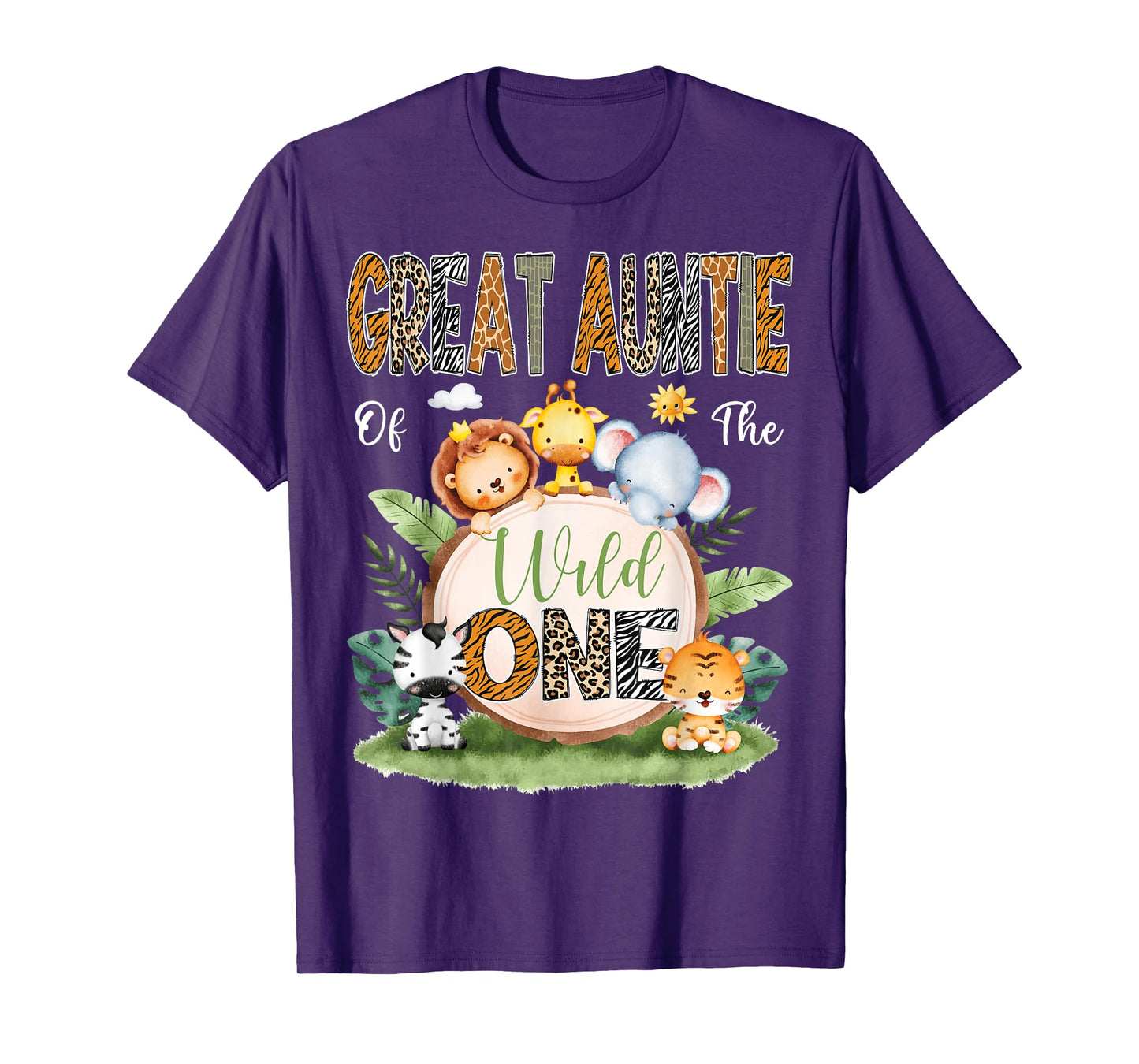 Great Auntie Of The Wild One 1St Birthday Kids Safari Jungle T-Shirt