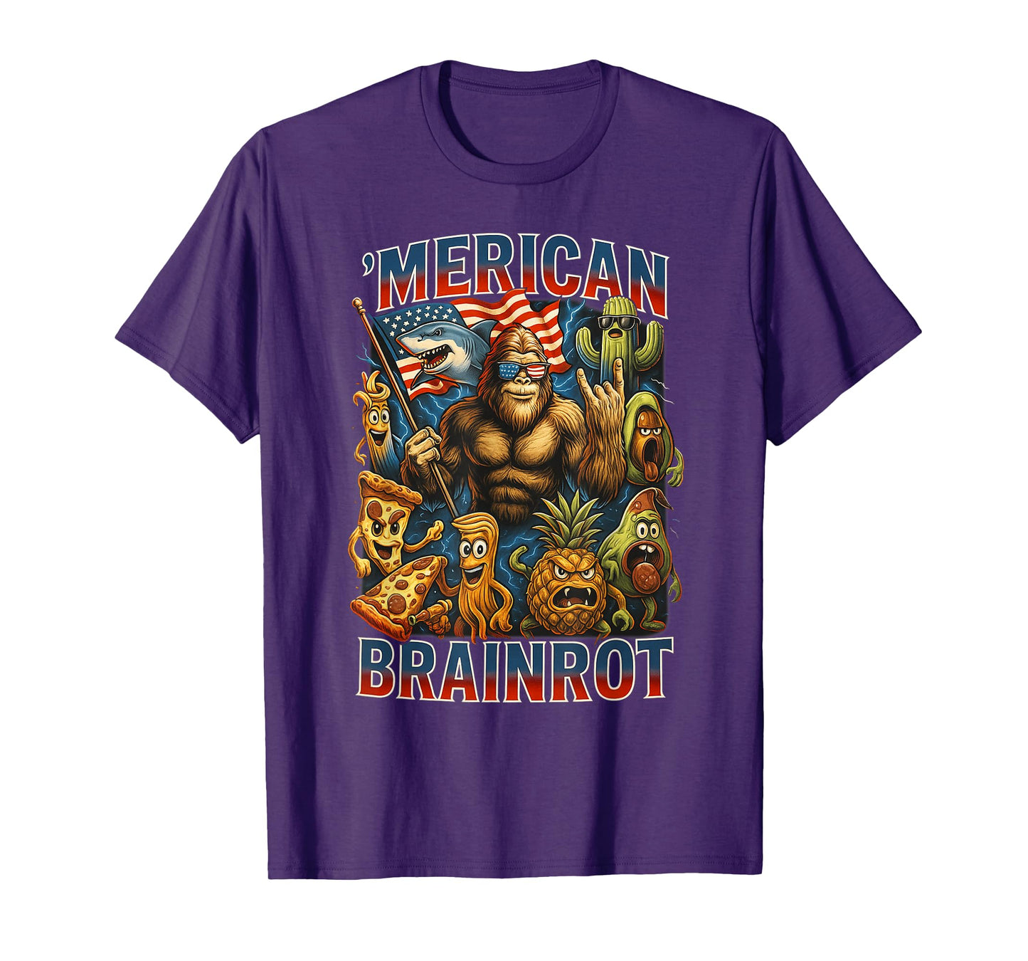 Italian Brainrot Big Meme 4th of July Flag Foot T-Shirt