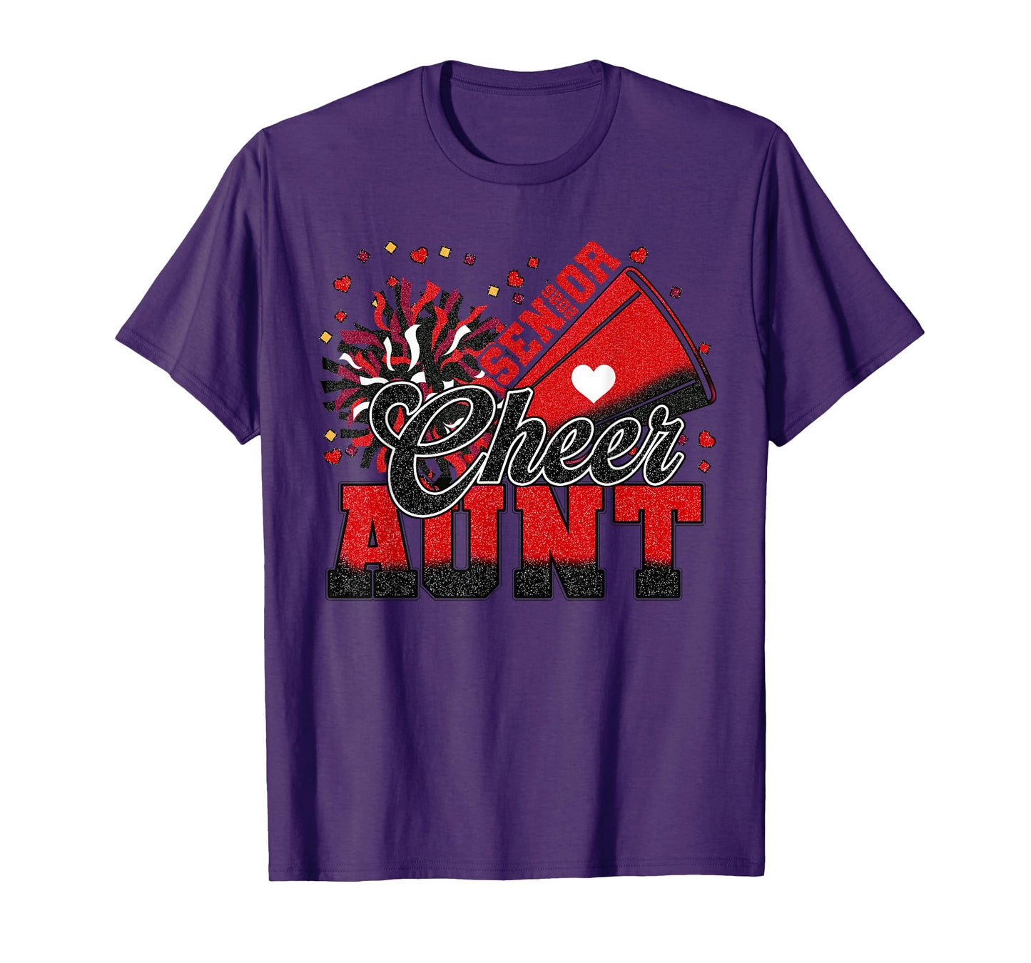 Senior Cheer Aunt 2026 Red and Black Vintage Cheerleader T-Shirt