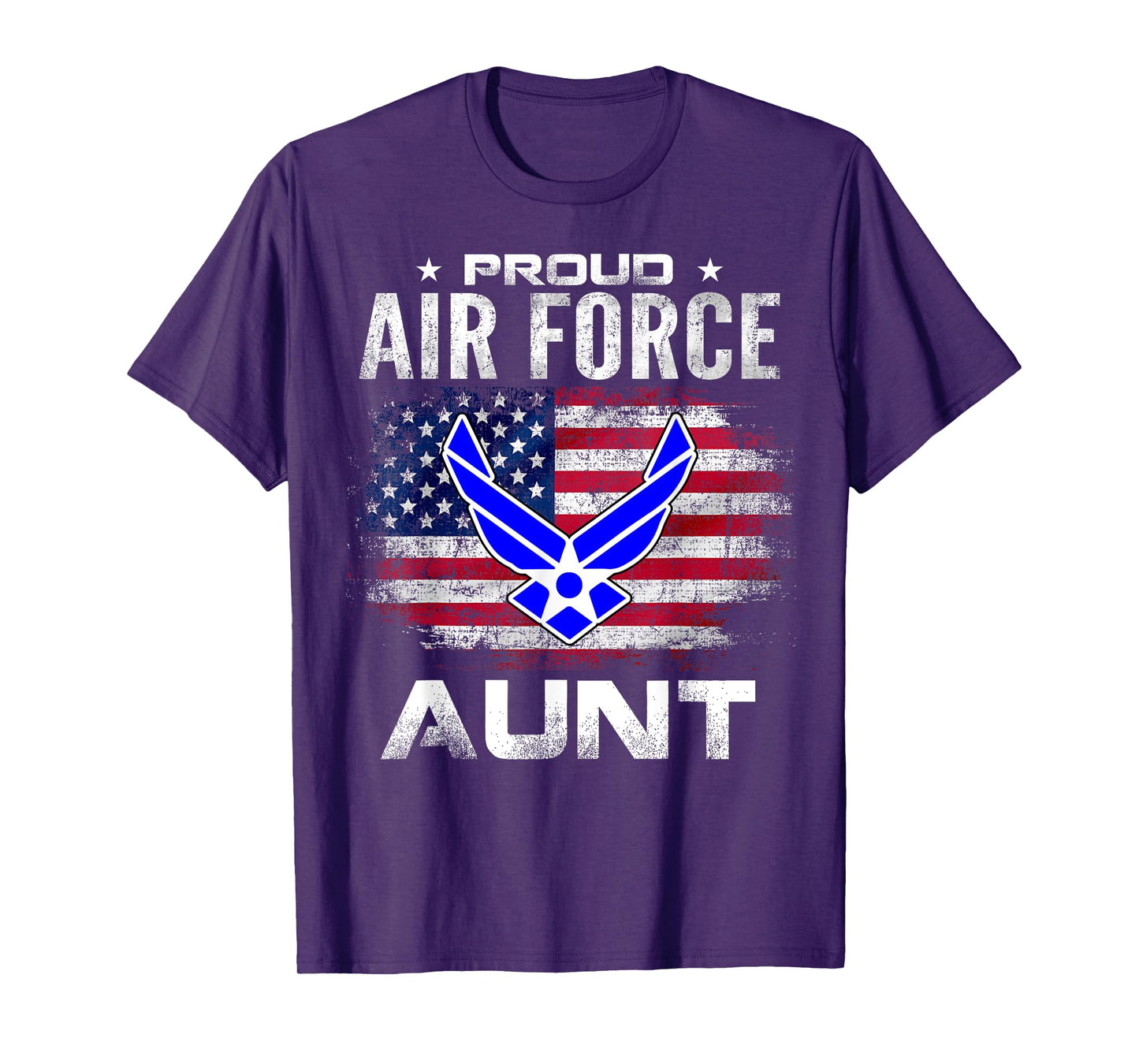 Proud Air Force Aunt With American Flag Gift Veteran T-Shirt