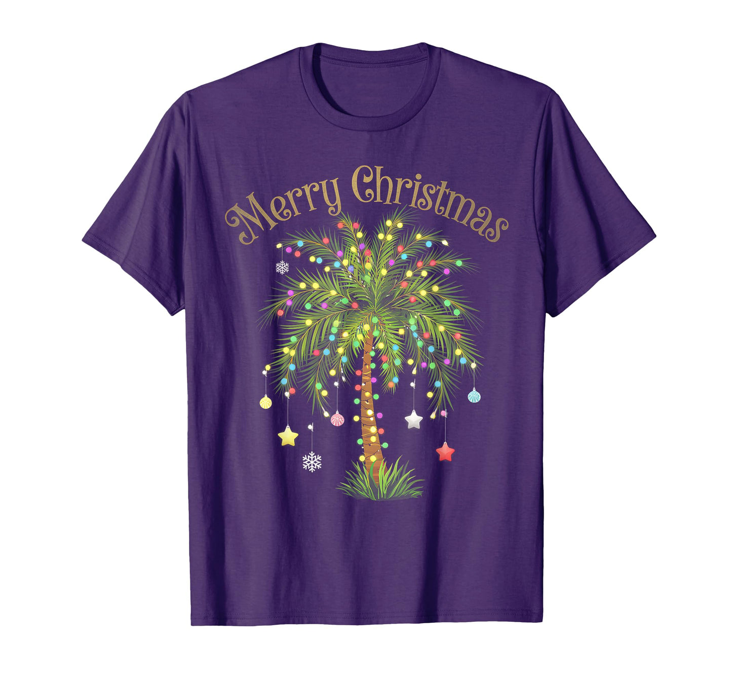 Merry Christmas Palm Tree Light Hawaiian Tropical Christmas T-Shirt