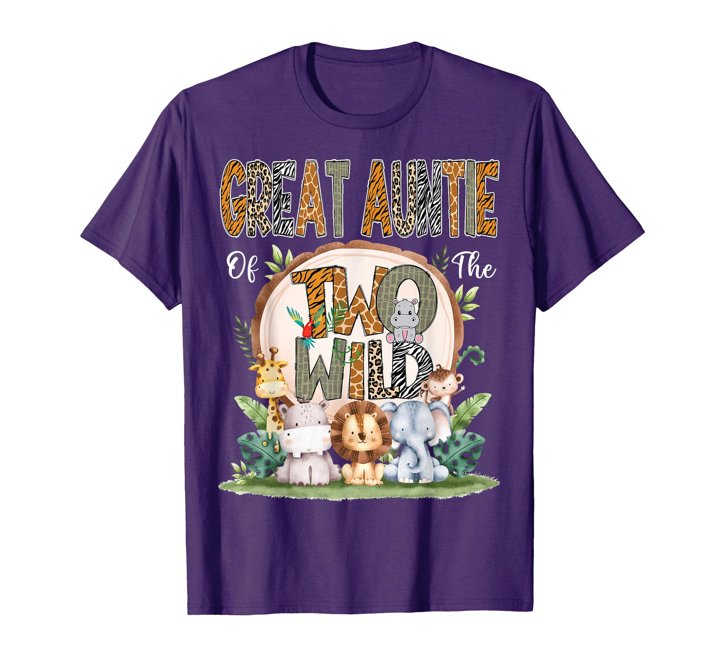 Great Auntie Of The Two Wild Animal Safari 2Nd Birthday T-Shirt