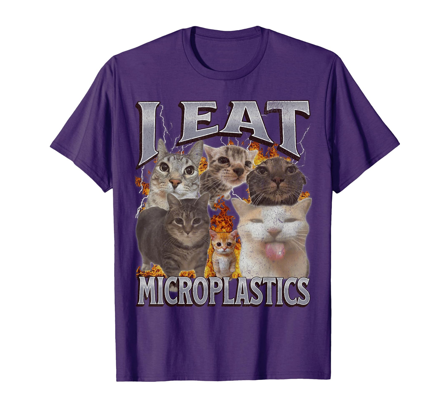 I Eat Microplastics Funny Cat Meme Bootleg Graphic T-Shirt for Men Women