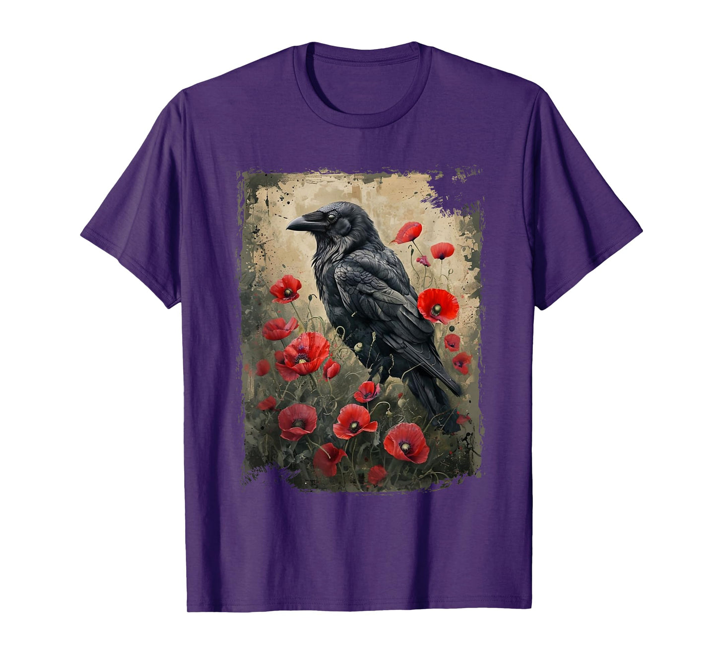 Vintage Floral Black Bird Crow Graphic Funny Crow Lover T-Shirt