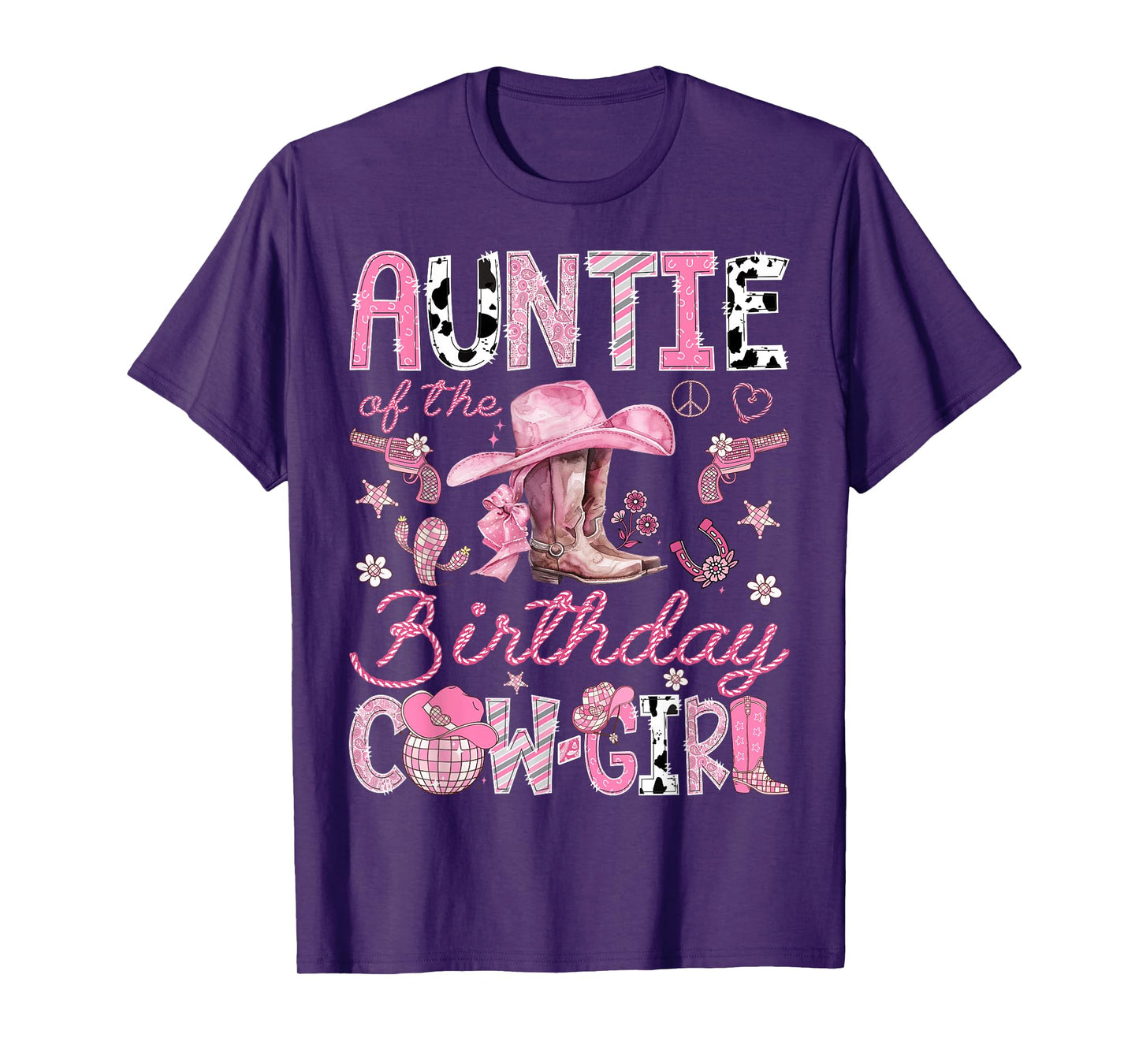 Auntie Of The Birthday CowGirl Coquette Rodeo Auntie T-Shirt