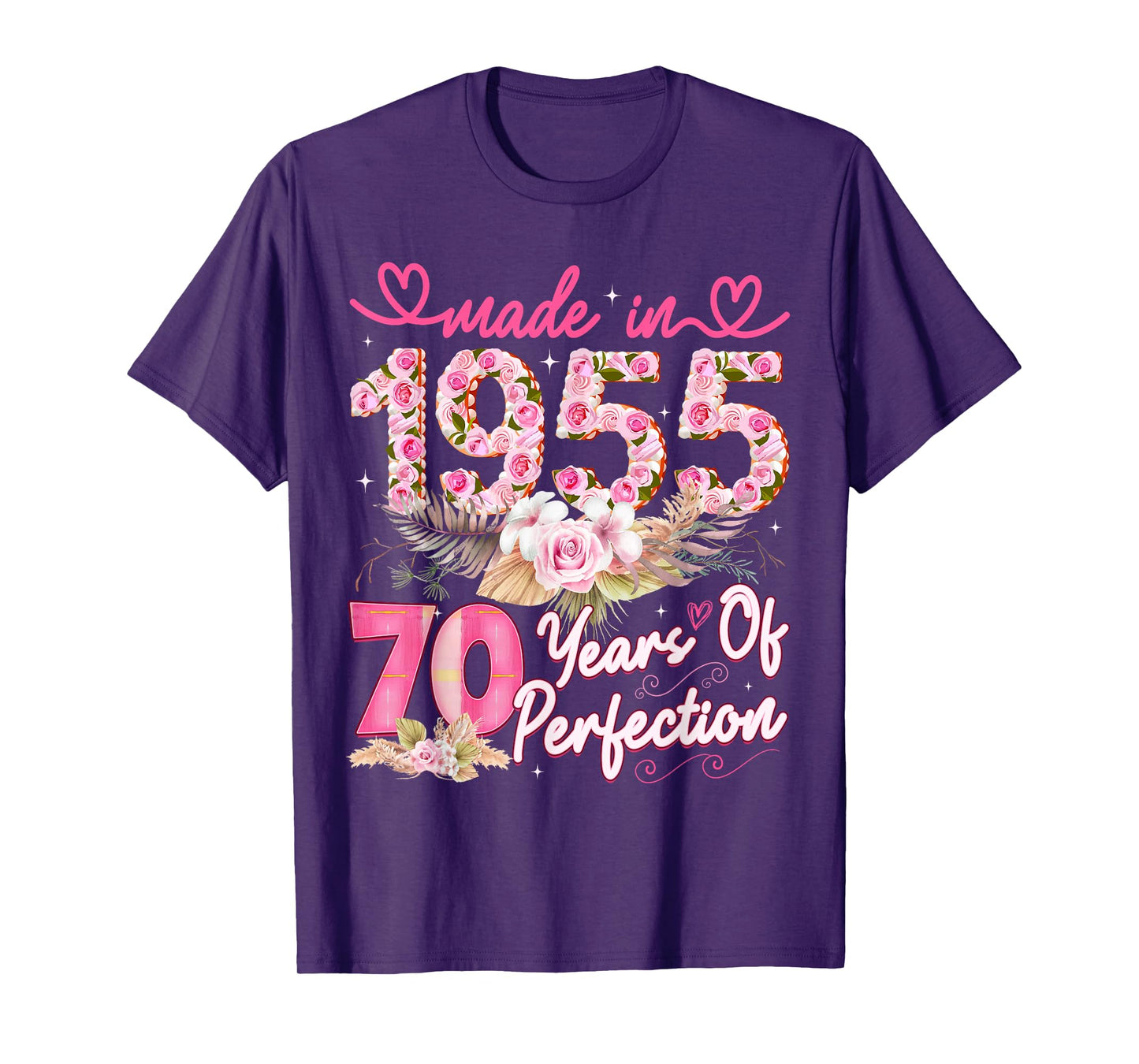 Made in 1955 70th Birthday 70 Year Old Floral Perfection T-Shirt