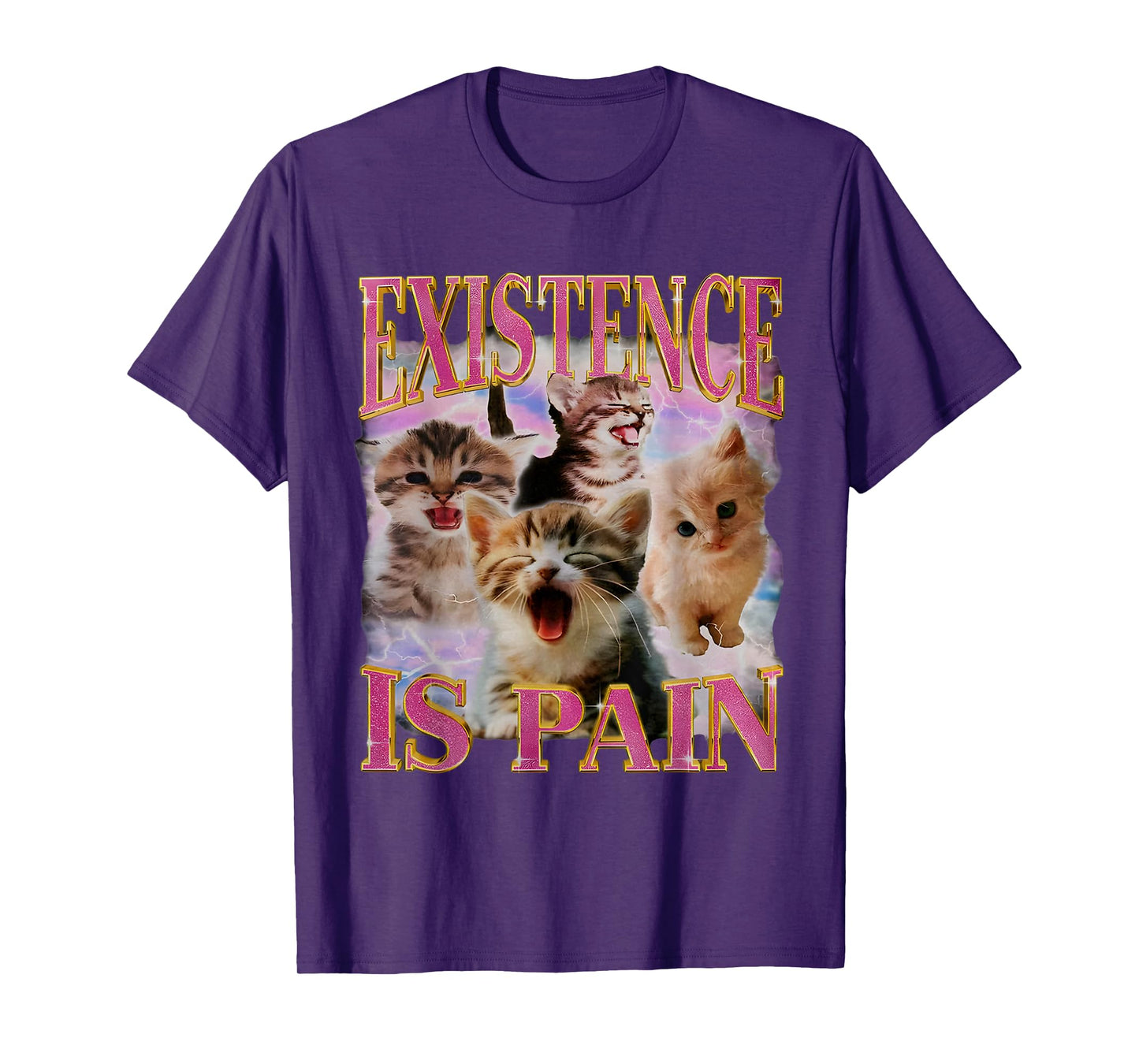 Existence Is Pain Unhinged Cat Howling Meme Cat Lovers T-Shirt