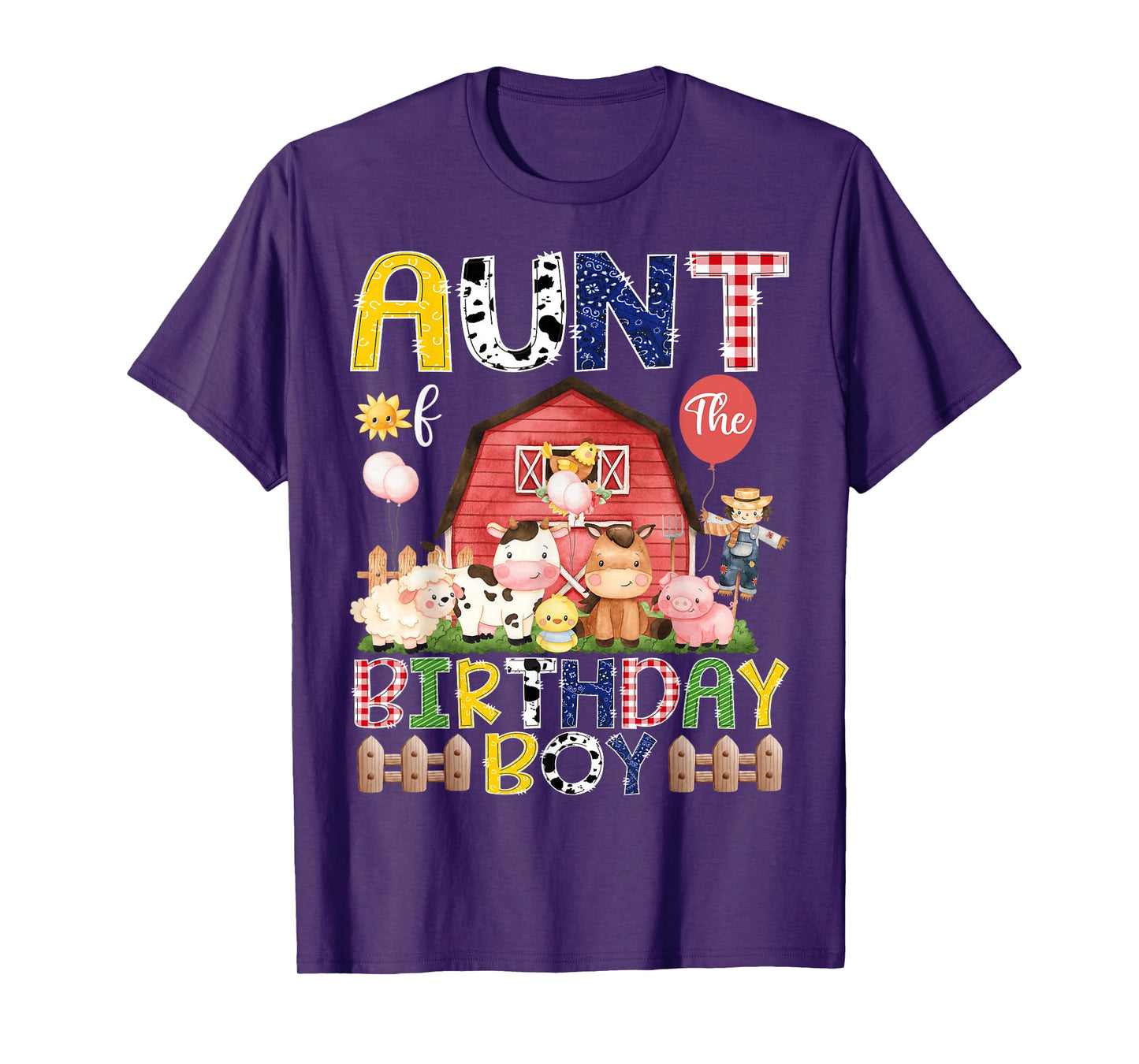 Aunt Of The Birthday Boy 1St Birthday Red Cow Farm T-Shirt