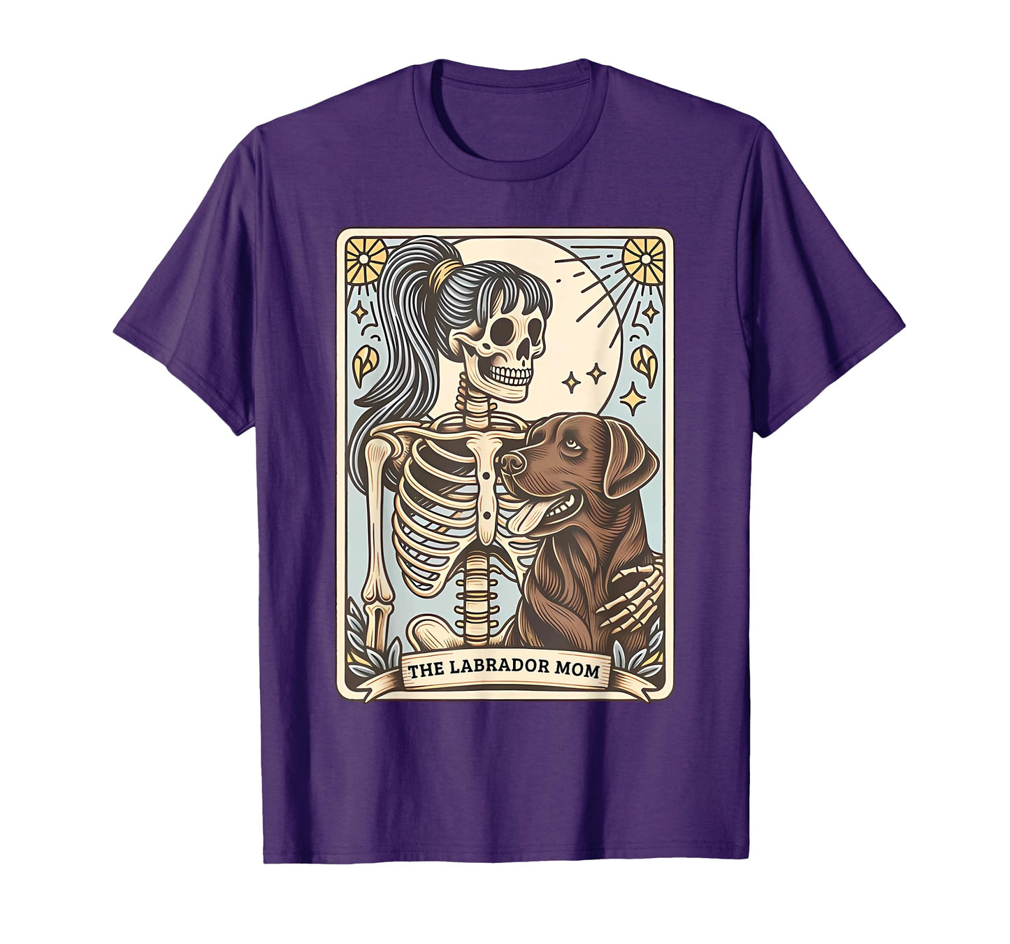 Funny Skeleton Chocolate Lab Mom Tarot Card Witchy Vibes T-Shirt
