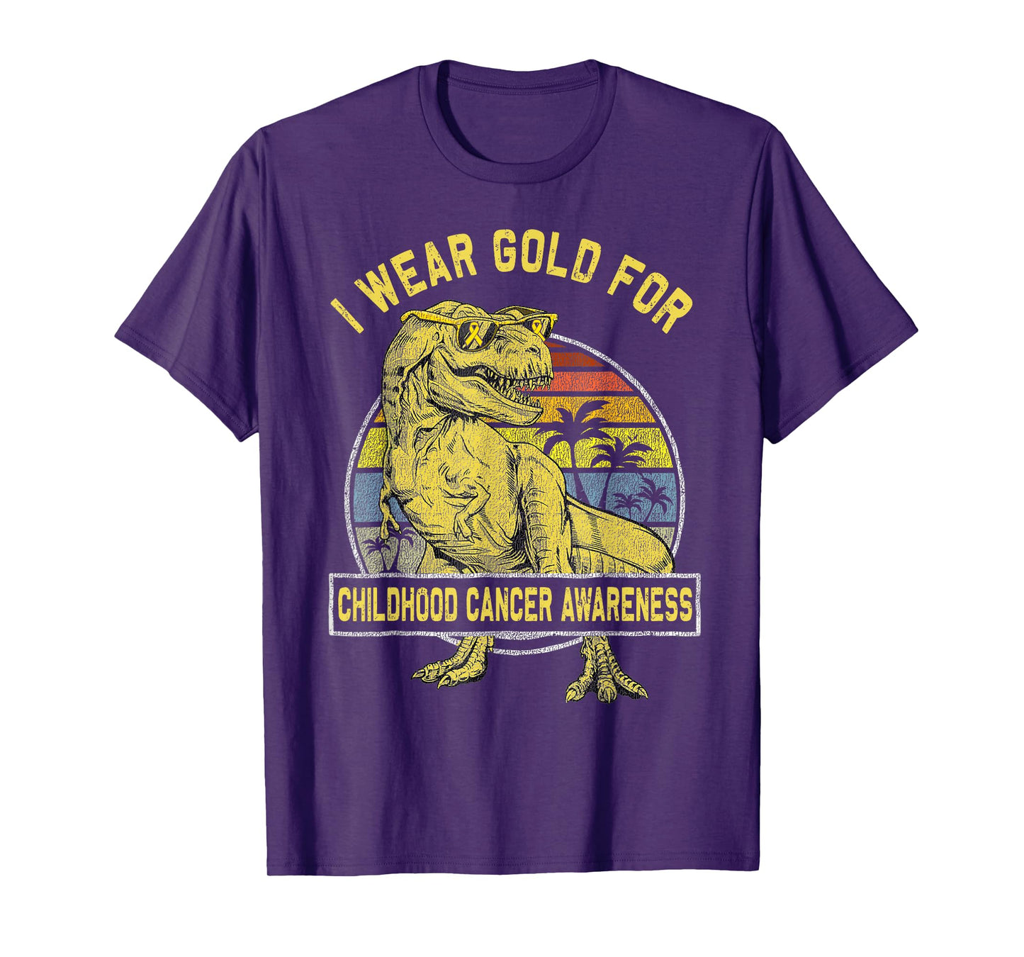 I Wear Gold For Childhood Cancer Awareness Dinosaur Boys T-Shirt