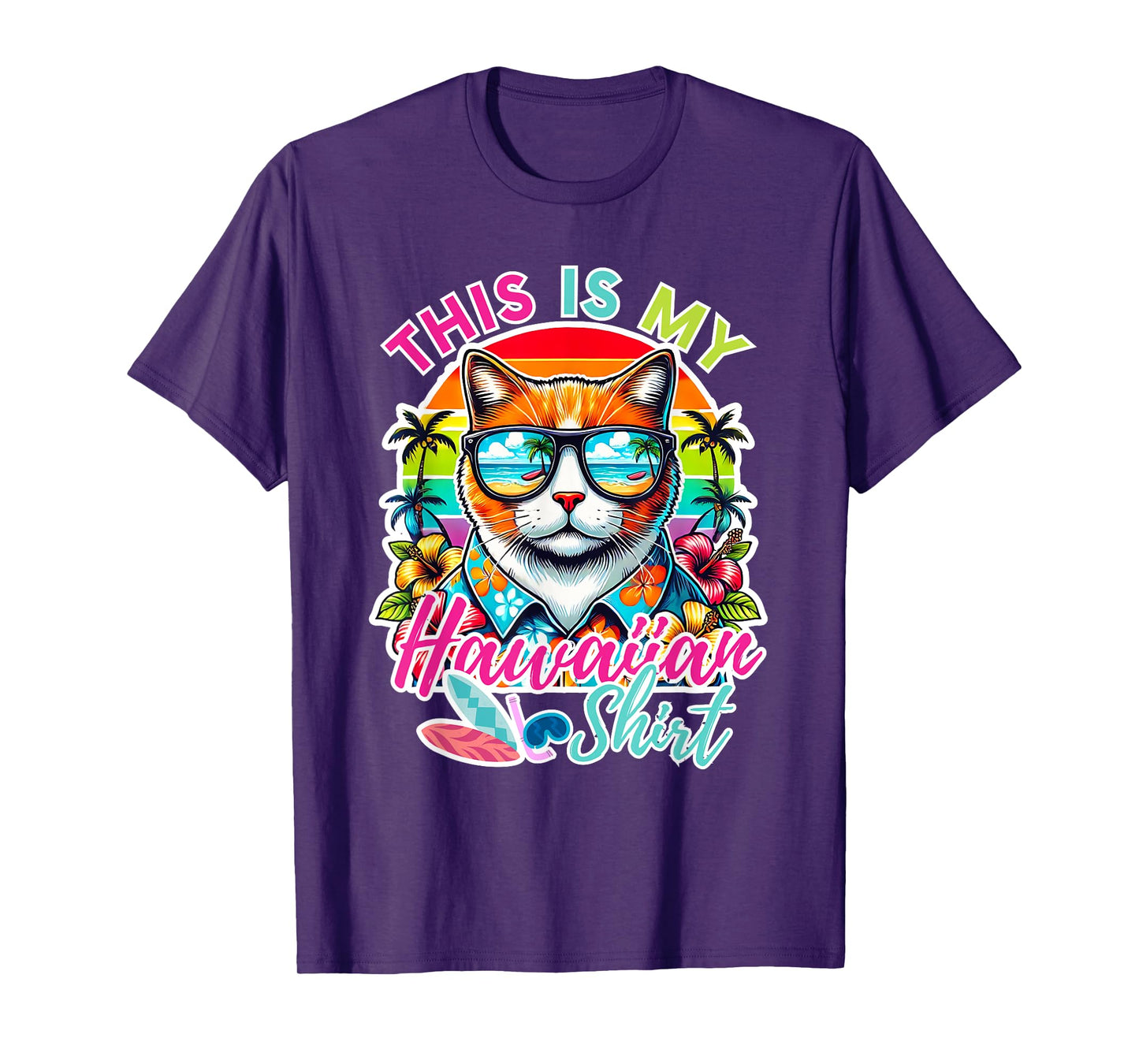 This Is My Hawaiian Shirt Funny Cat Party Oahu Hawaii T-Shirt for Men Women Girls Kids
