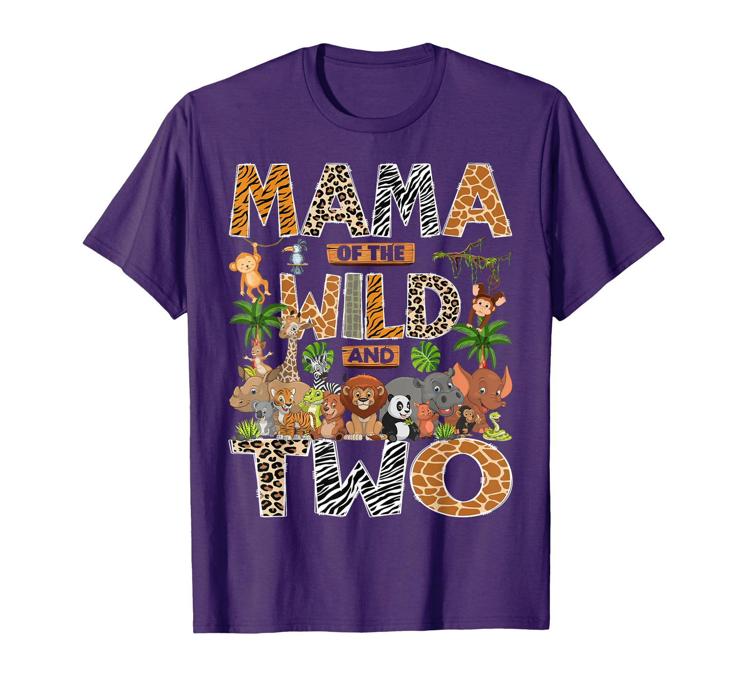 Mama Of The Wild & Two 2Nd Birthday Boy Safari Jungle T-Shirt