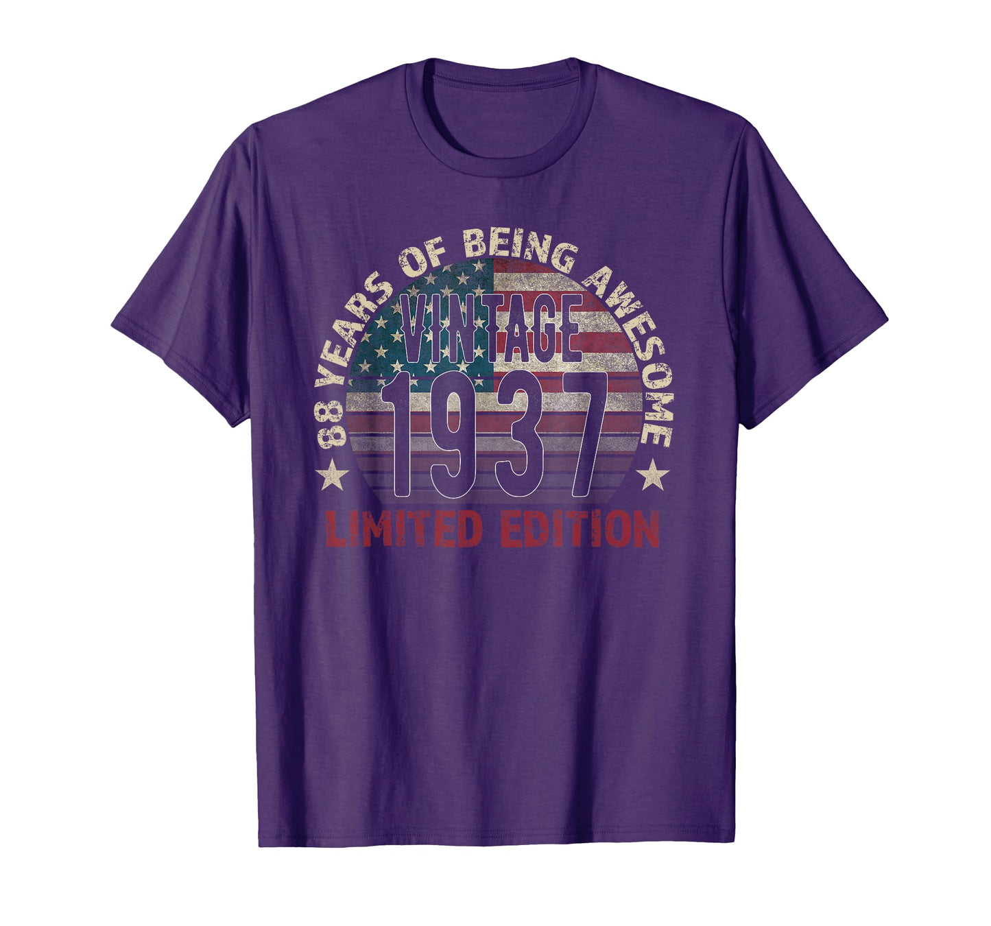 88th Birthday Gift men Vintage born 1937 turning 88 Year Old T-Shirt