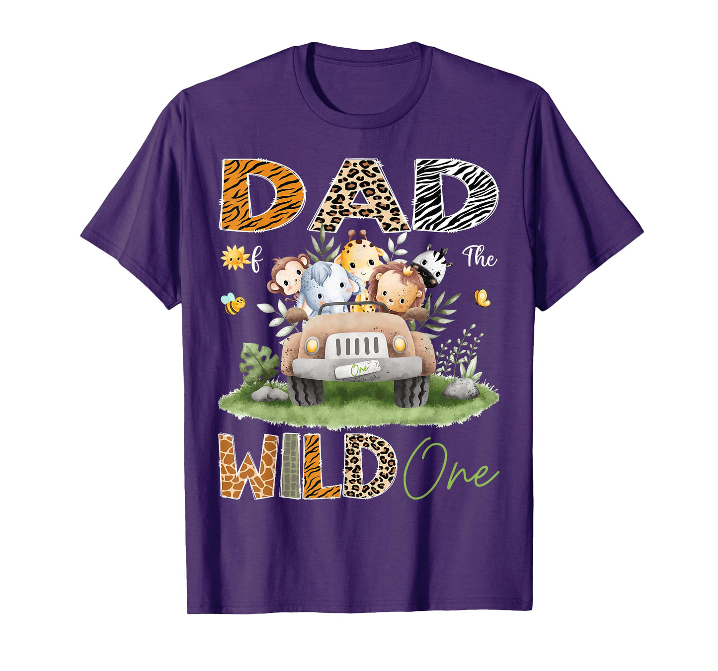 Dad of the Wild One 1St Birthday Safari Animals Truck T-Shirt