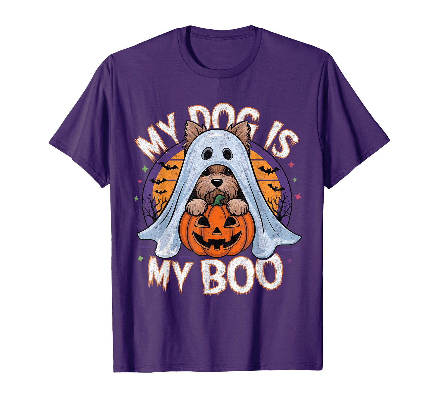 Retro Vintage My Dog Is My Boo Halloween Ghost Dog Costume Men Women Kids T-Shirt