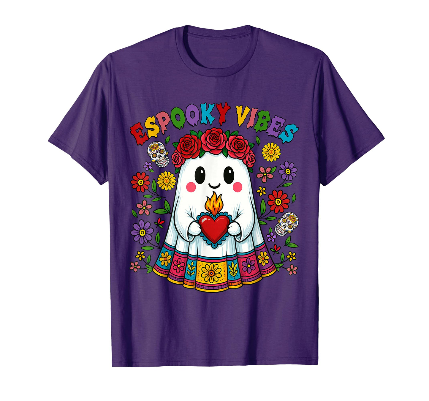 Espooky Vibes Halloween Mexican Concha Ghost Day of The Dead T-Shirt